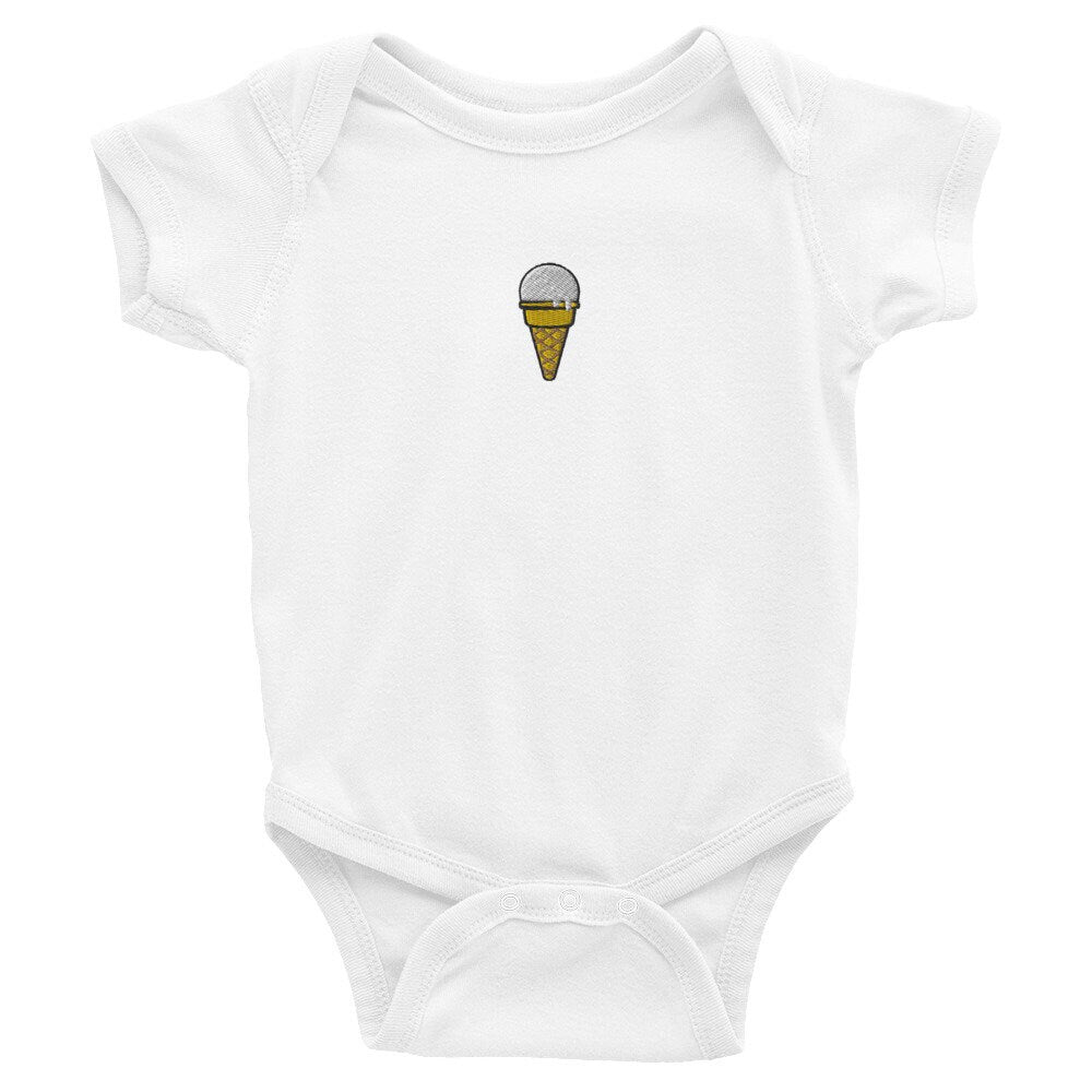 Ice Cream Cone Infant Bodysuit, Baby Boy or Girl Onesie, Embroidered Baby Shower Gift - Multiple Colors