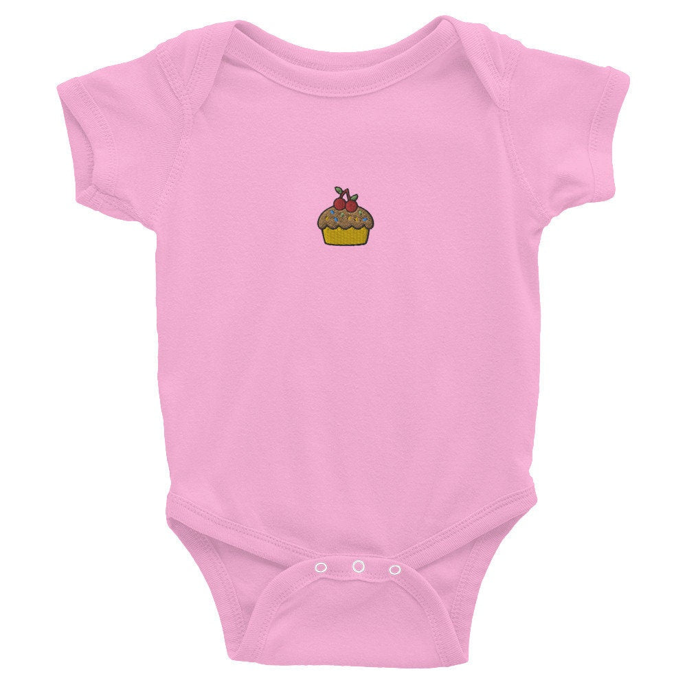 Cupcake Infant Bodysuit, Baby Boy or Girl Onesie, Embroidered Baby Shower Gift - Multiple Colors