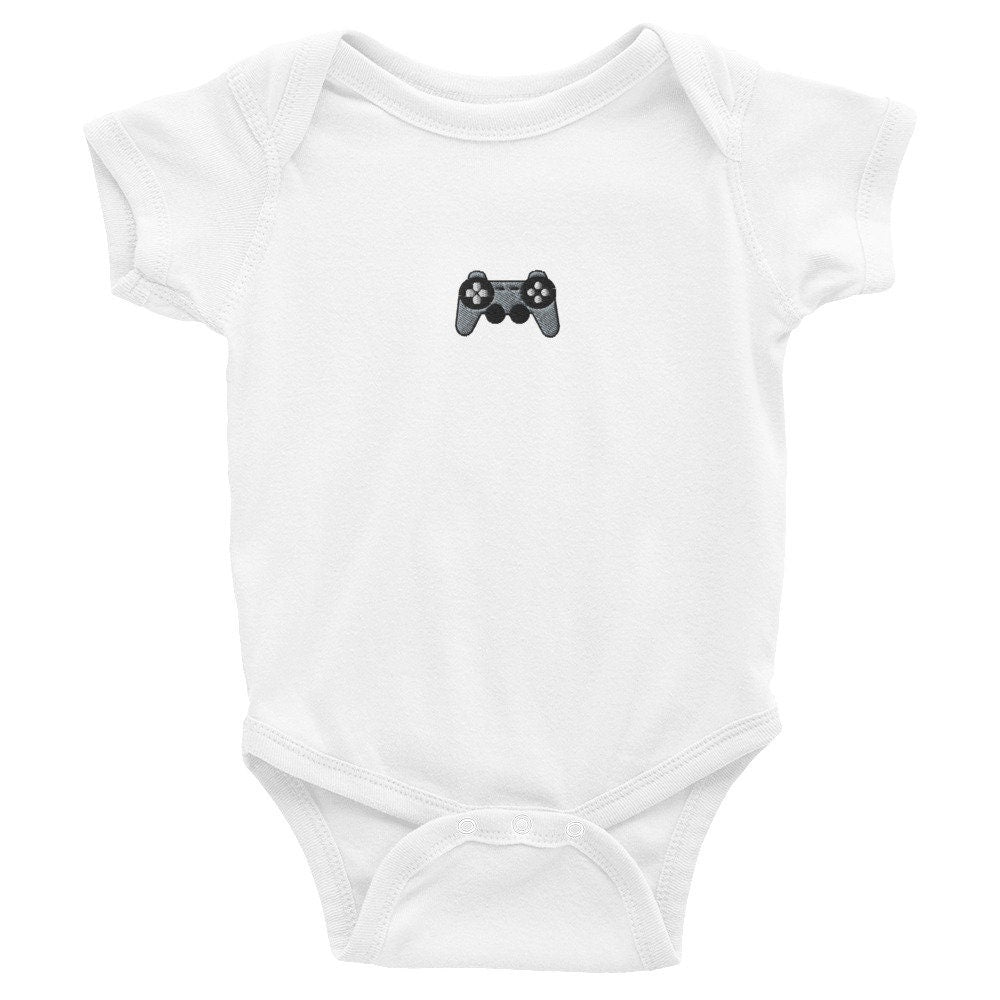 Video Game Controller Infant Bodysuit, Baby Boy or Girl Onesie, Embroidered Baby Shower Gift - Multiple Colors