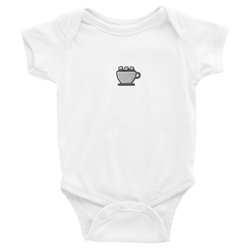 Hot Chocolate Infant Bodysuit, Baby Boy or Girl Onesie, Embroidered Baby Shower Gift - Multiple Colors