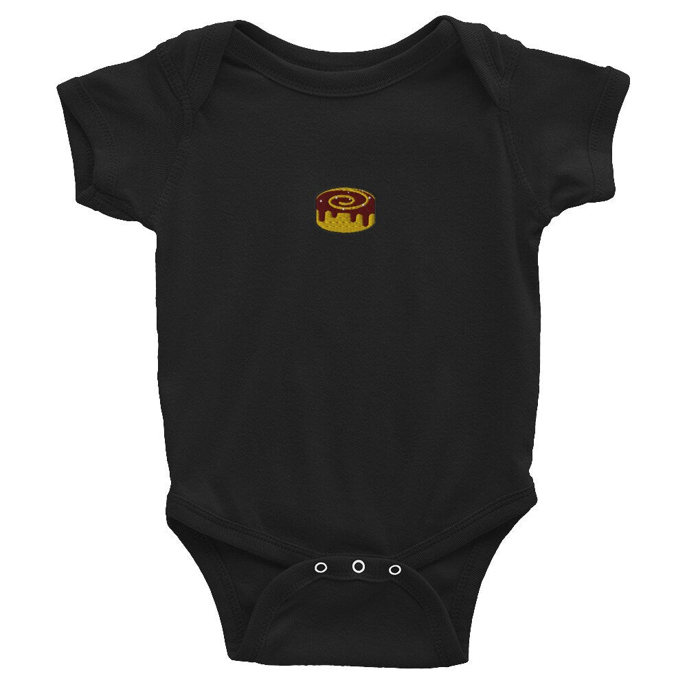 Cinnamon Bun Infant Bodysuit, Baby Boy or Girl Onesie, Embroidered Baby Shower Gift - Multiple Colors