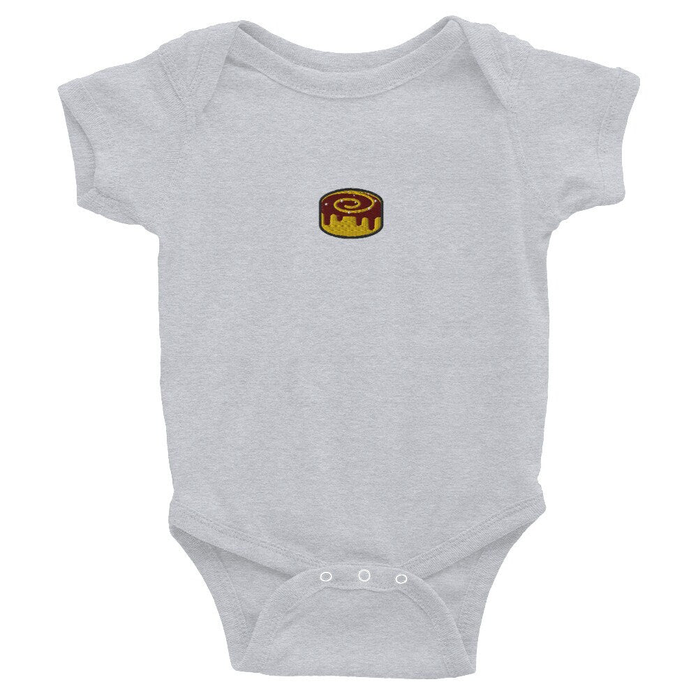 Cinnamon Bun Infant Bodysuit, Baby Boy or Girl Onesie, Embroidered Baby Shower Gift - Multiple Colors