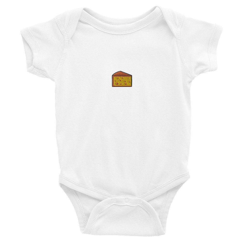 Cheese Infant Bodysuit, Baby Boy or Girl Onesie, Embroidered Baby Shower Gift - Multiple Colors