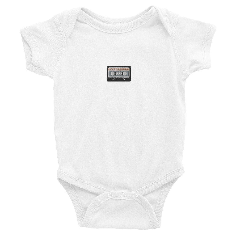 Cassette Tape Infant Bodysuit, Baby Boy or Girl Onesie, Embroidered Baby Shower Gift - Multiple Colors