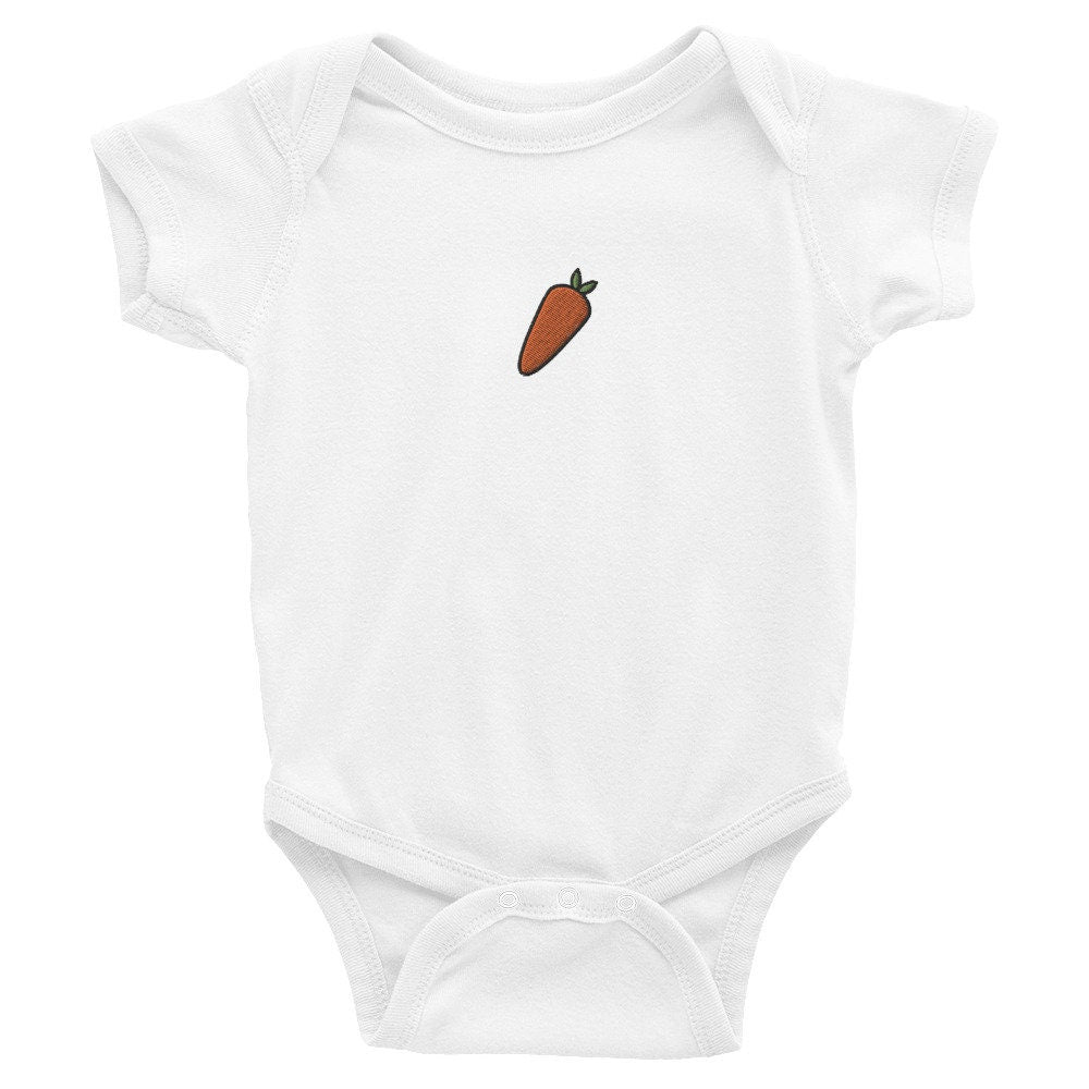 Carrot Infant Bodysuit, Baby Boy or Girl Onesie, Embroidered Baby Shower Gift - Multiple Colors