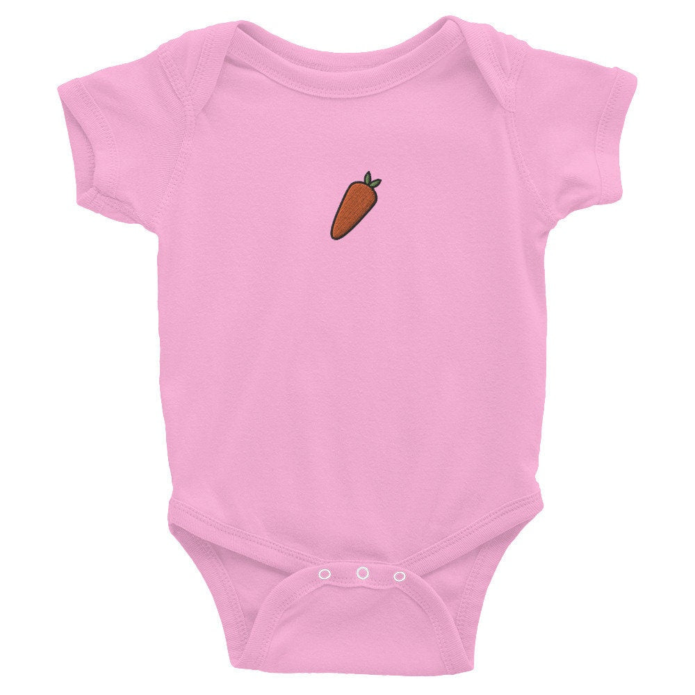 Carrot Infant Bodysuit, Baby Boy or Girl Onesie, Embroidered Baby Shower Gift - Multiple Colors