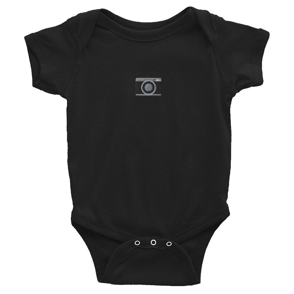 Camera Infant Bodysuit, Baby Boy or Girl Onesie, Embroidered Baby Shower Gift - Multiple Colors
