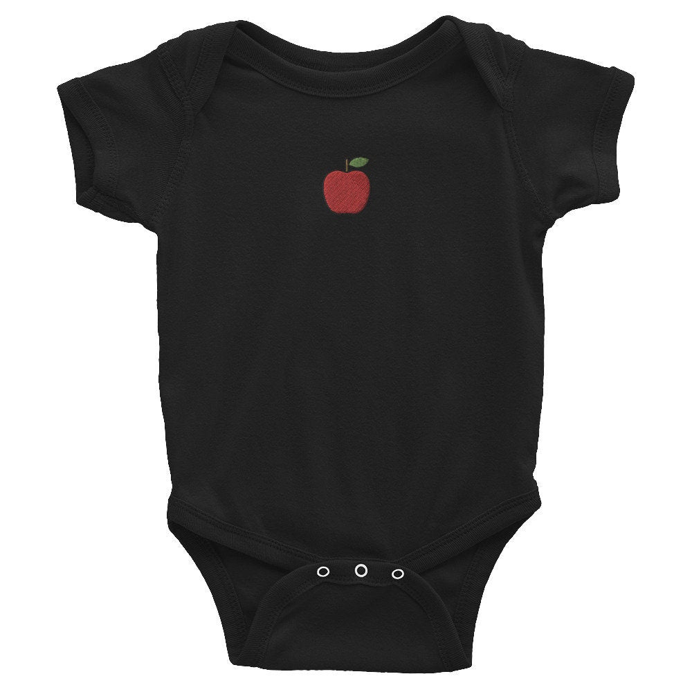 Apple Infant Bodysuit, Baby Boy or Girl Onesie, Embroidered Baby Shower Gift - Multiple Colors