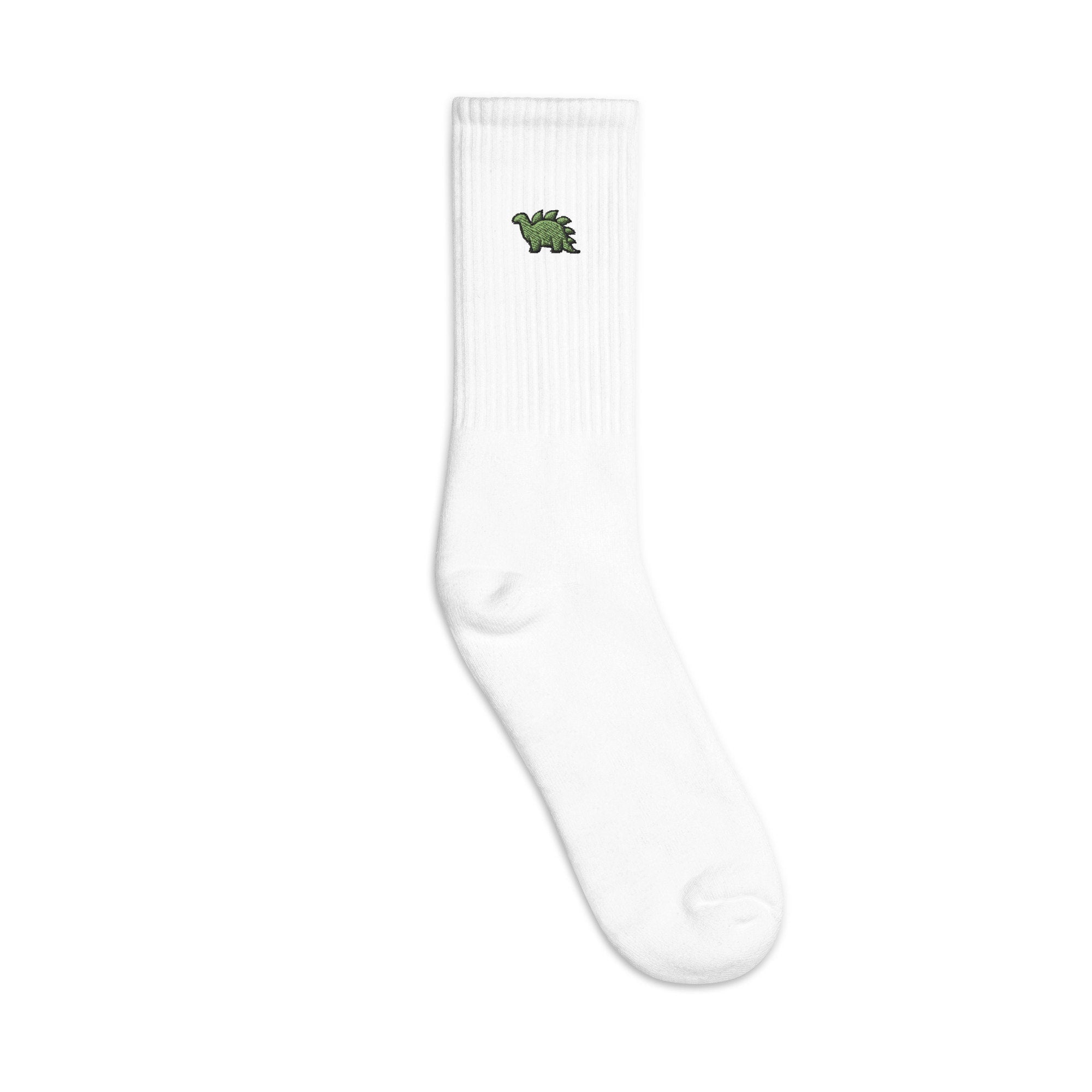 Dinosaur Embroidered Socks, Green Dinosaur Premium Embroidered Socks, Long Socks Gift - Multiple Colors