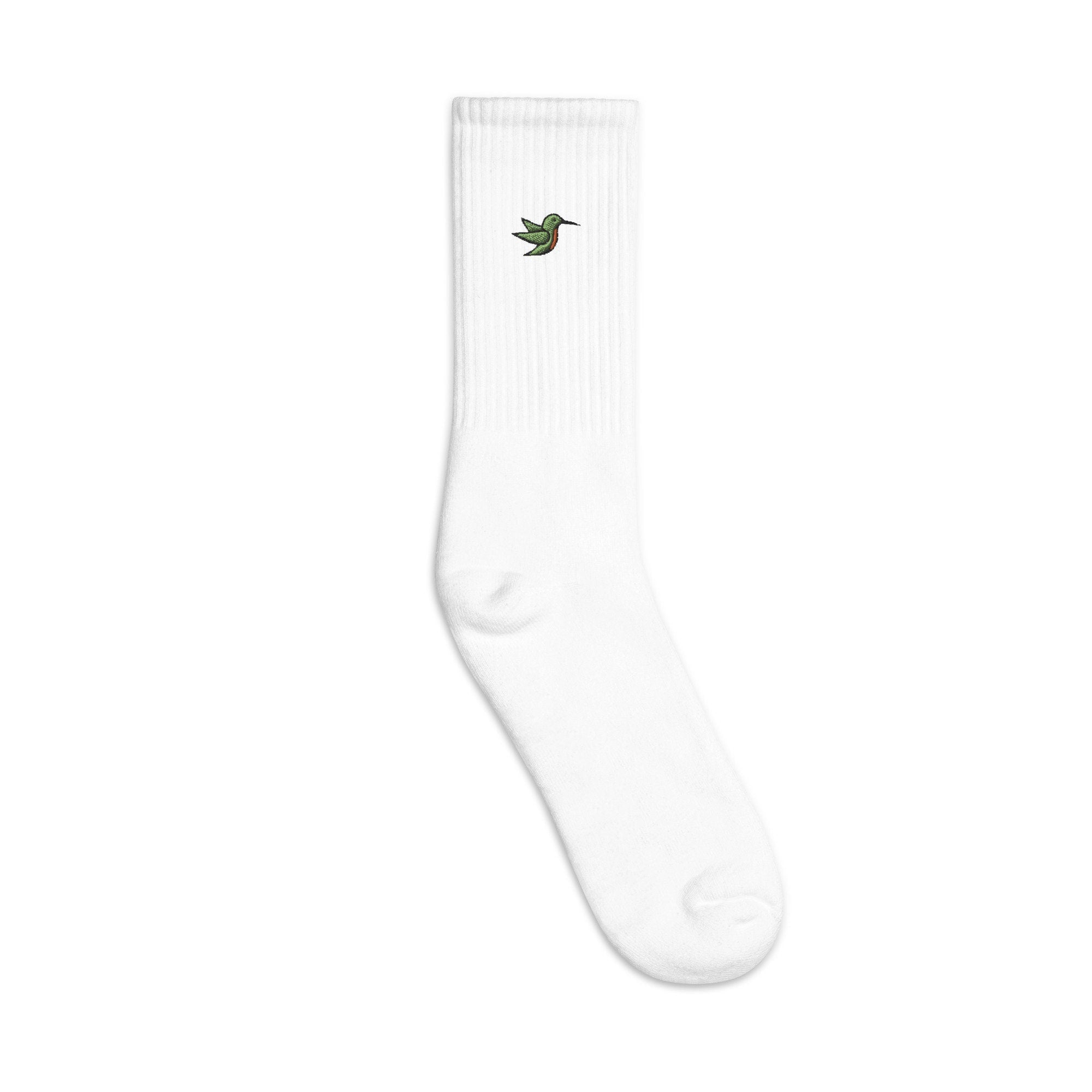 Hummingbird Embroidered Socks, Premium Embroidered Socks, Long Socks Gift - Multiple Colors