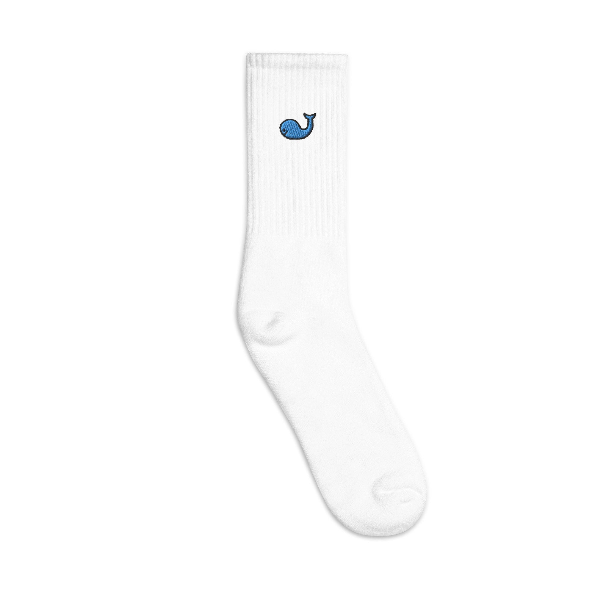 Whale Embroidered Socks, Premium Embroidered Socks, Long Socks Gift - Multiple Colors