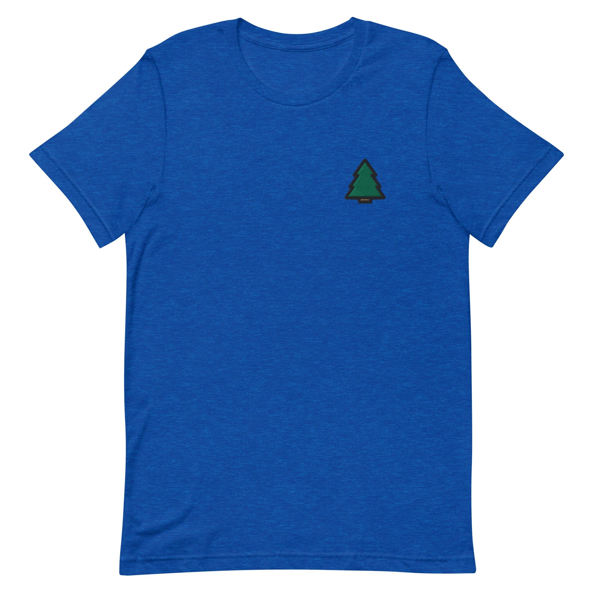 Pine Tree Premium Men's T-Shirt, Christmas Tree Embroidered Men's T-Shirt Gift for Boyfriend, Men's Short Sleeve Shirt - Multiple Colors