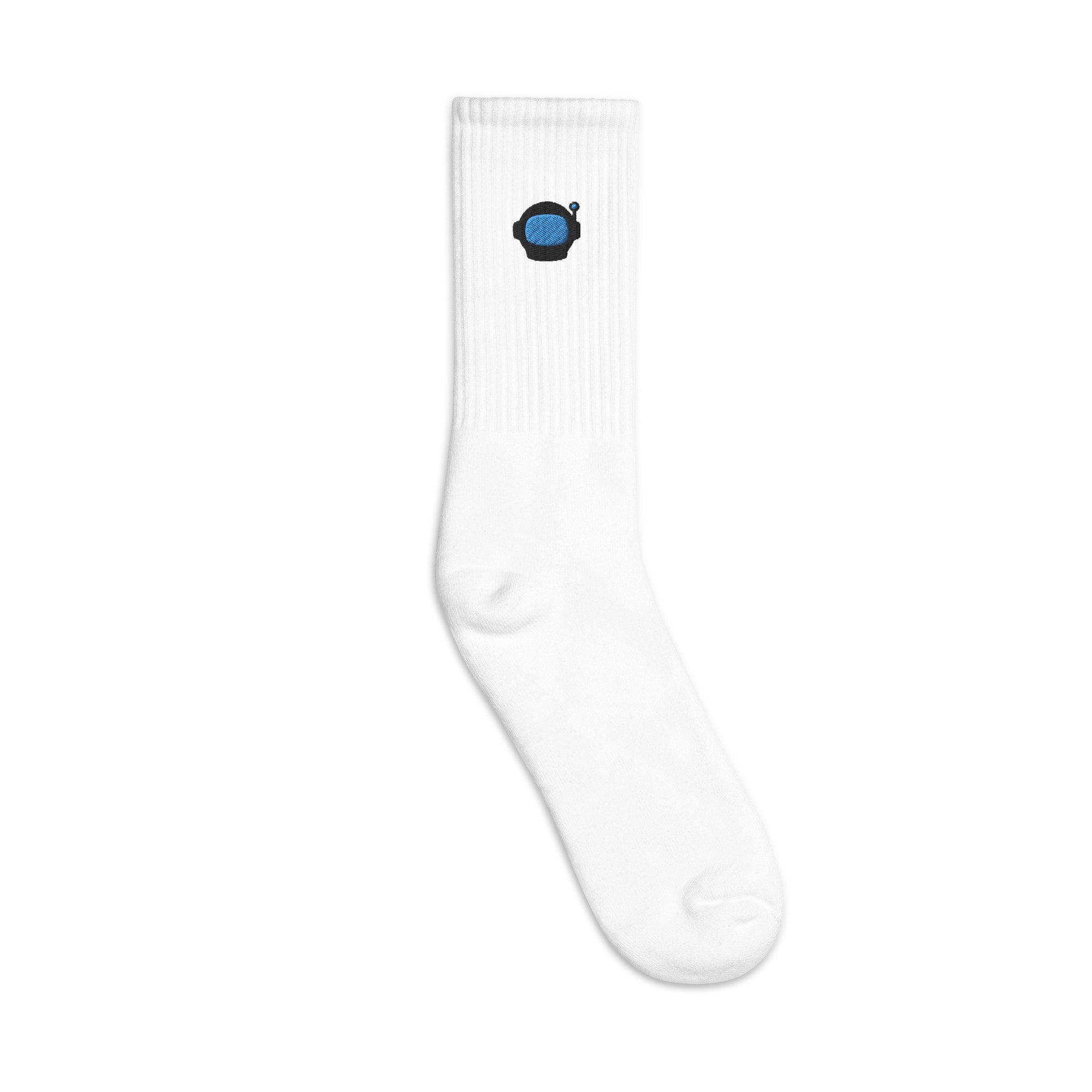Space Helmet Embroidered Socks, Premium Embroidered Socks, Long Socks Gift - Multiple Colors