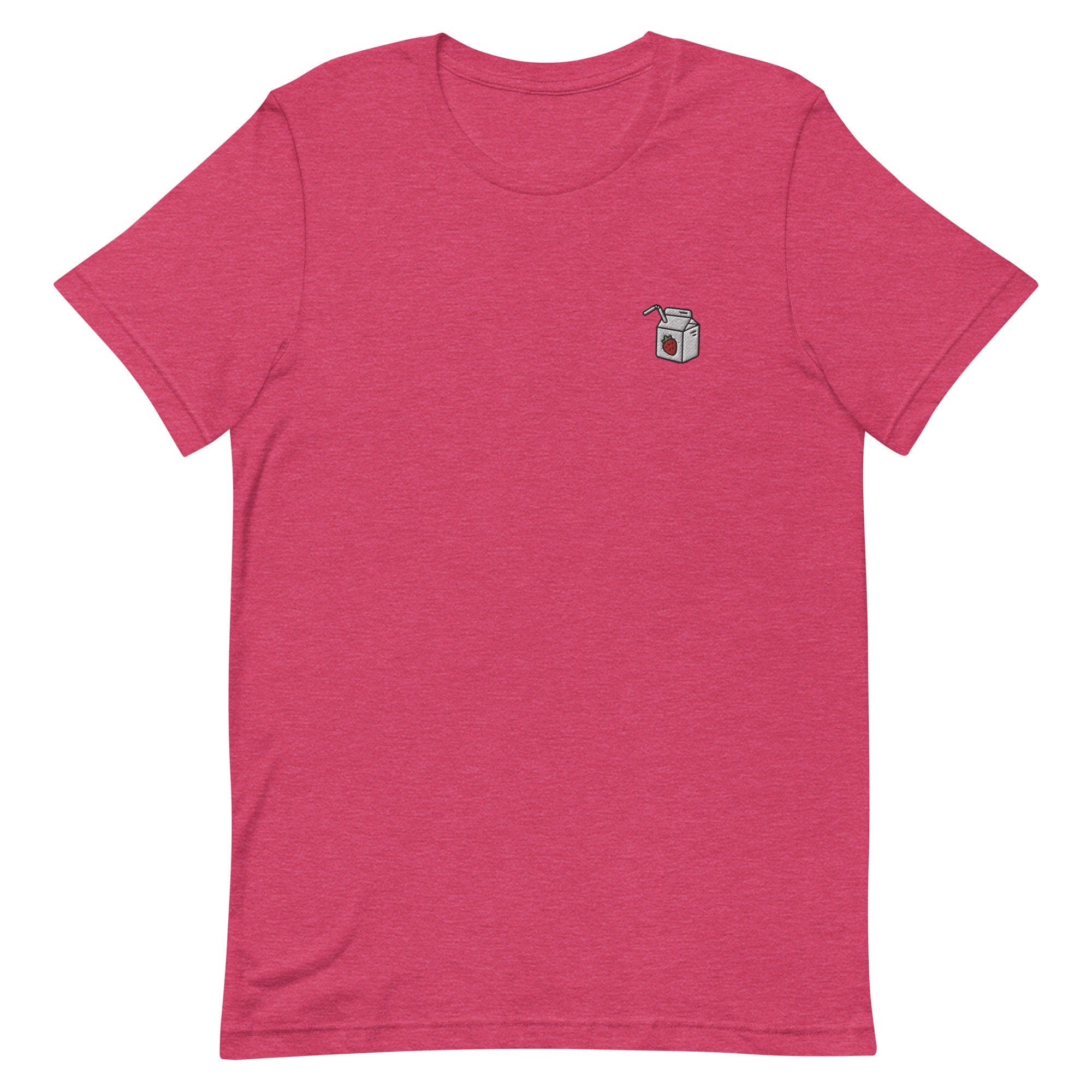Strawberry Milk Premium Men's T-Shirt, Embroidered Men's T-Shirt Gift for Boyfriend, Men's Short Sleeve Shirt - Multiple Colors