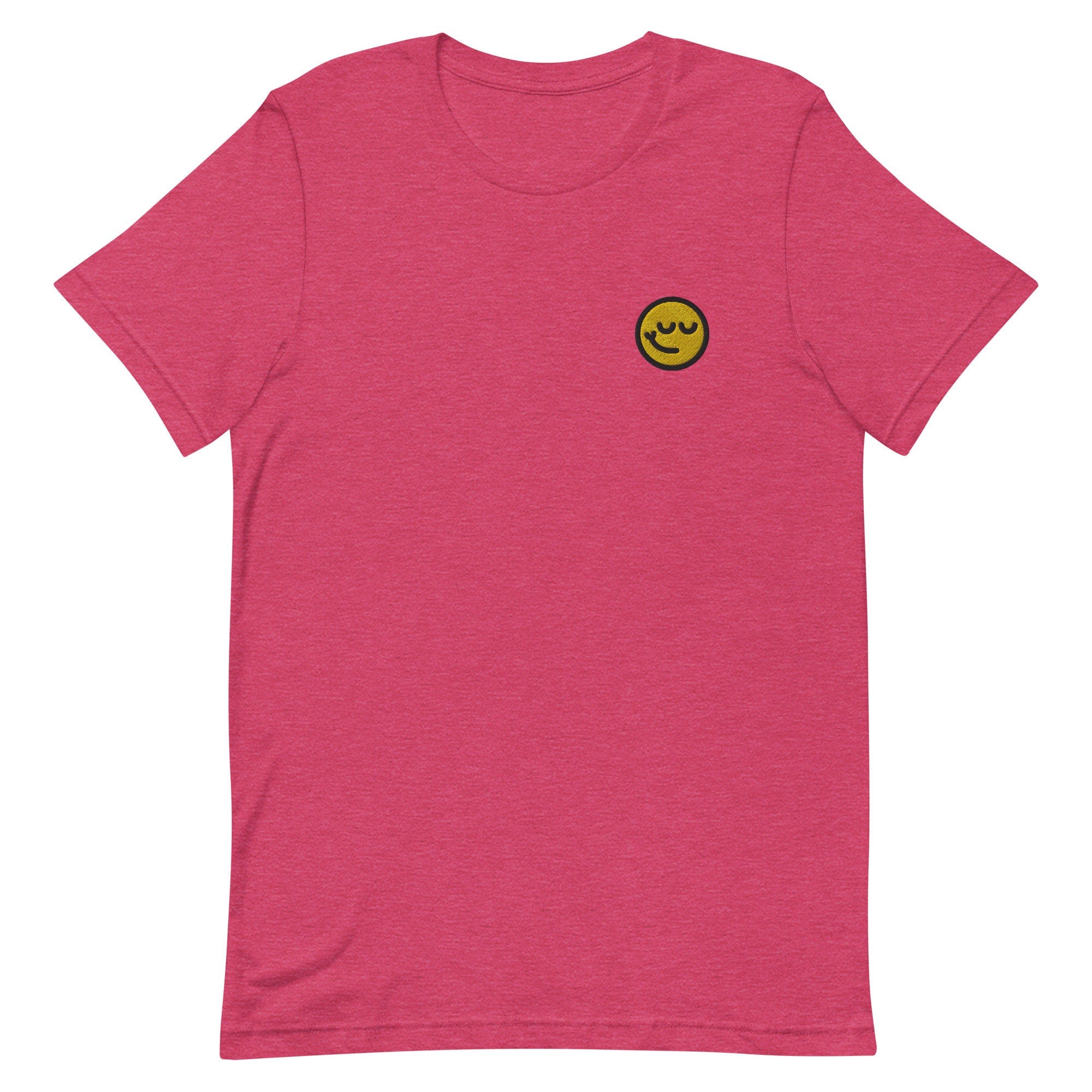 Smirk Emoji Premium Men's T-Shirt, Embroidered Men's T-Shirt Gift for Boyfriend, Men's Short Sleeve Shirt - Multiple Colors