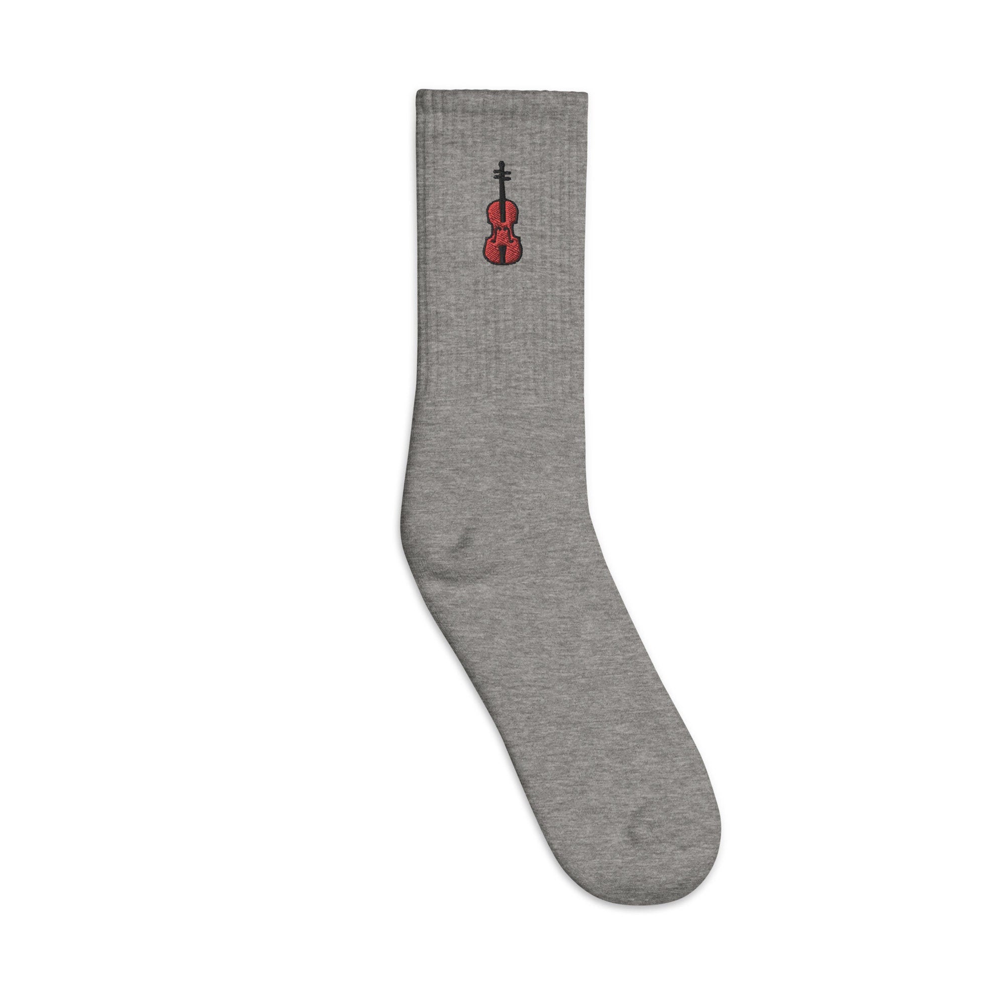 Violin Embroidered Socks, Premium Embroidered Socks, Long Socks Gift - Multiple Colors
