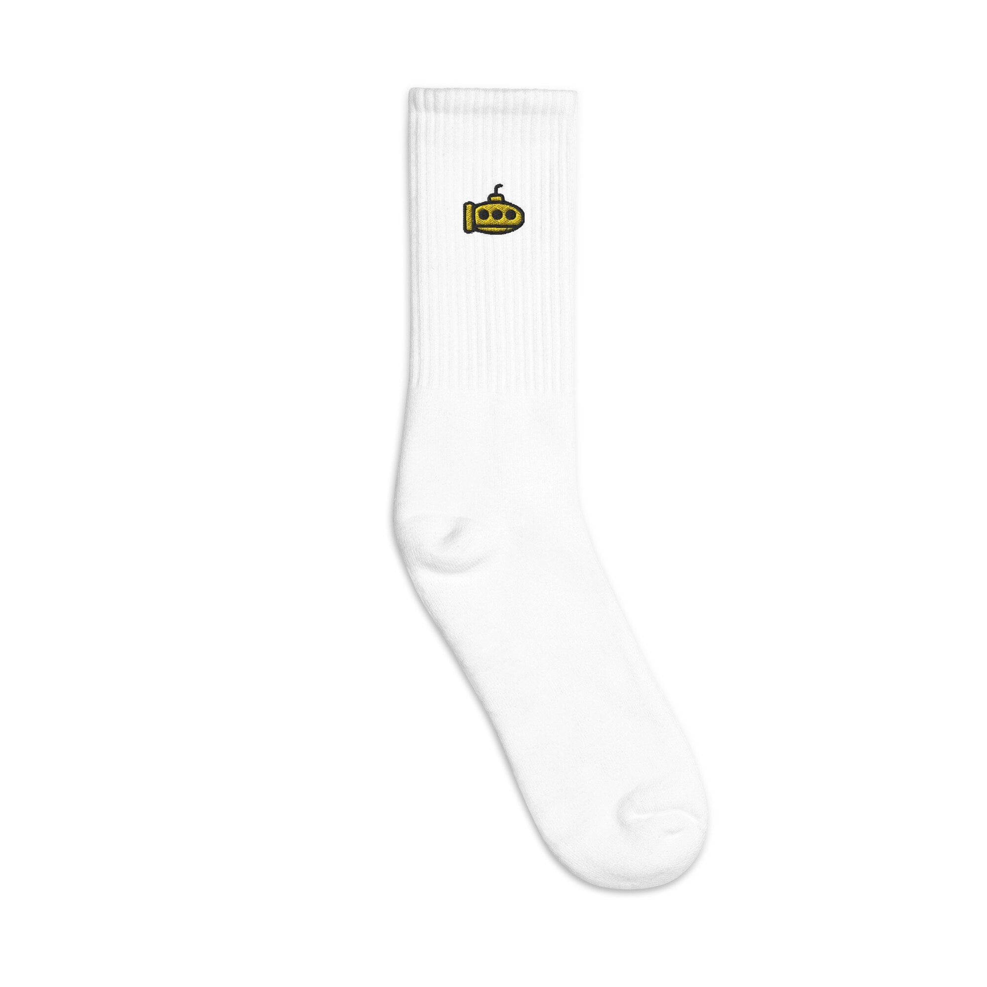 Submarine Embroidered Socks, Premium Embroidered Socks, Long Socks Gift - Multiple Colors