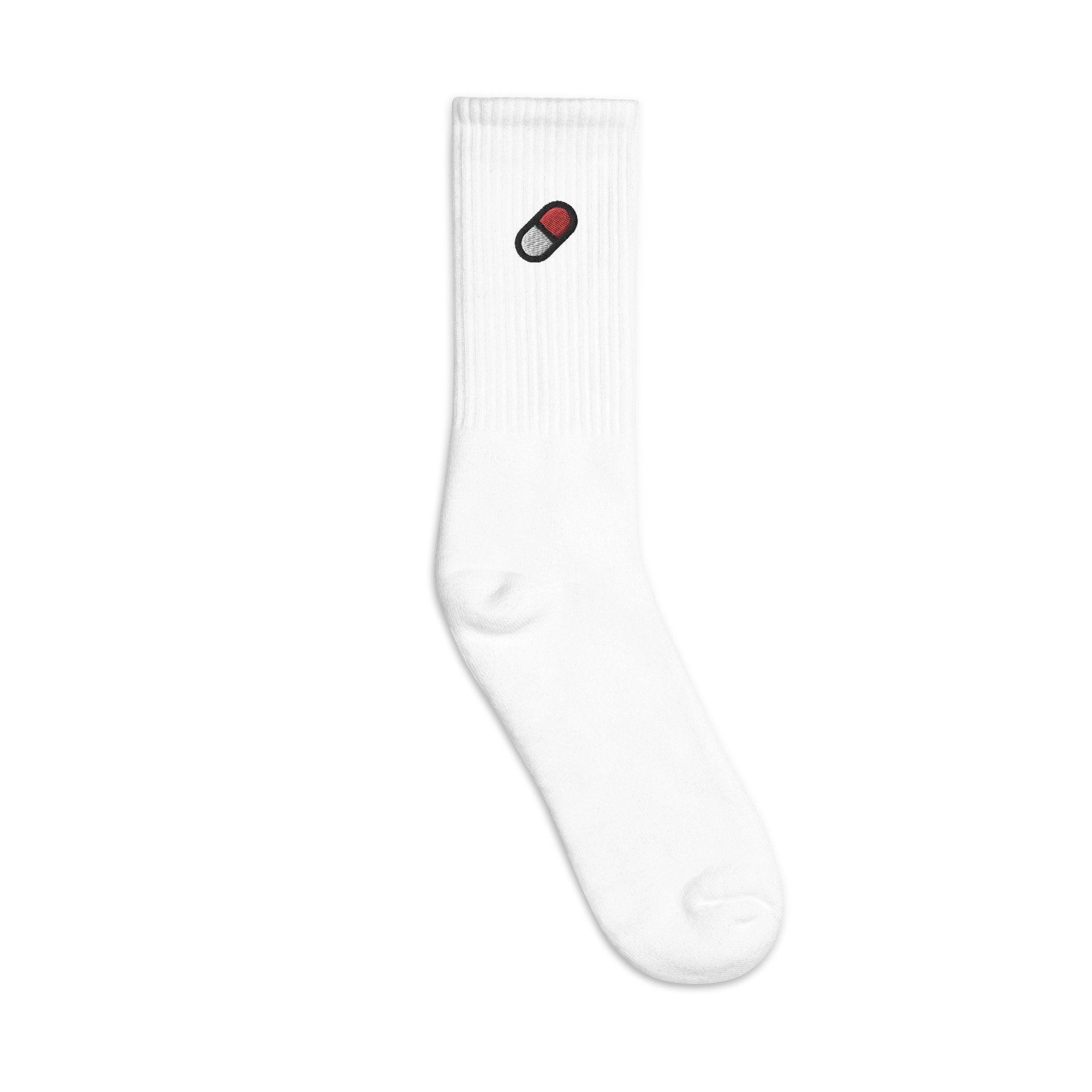 Pill Embroidered Socks, Premium Embroidered Socks, Long Socks Gift - Multiple Colors