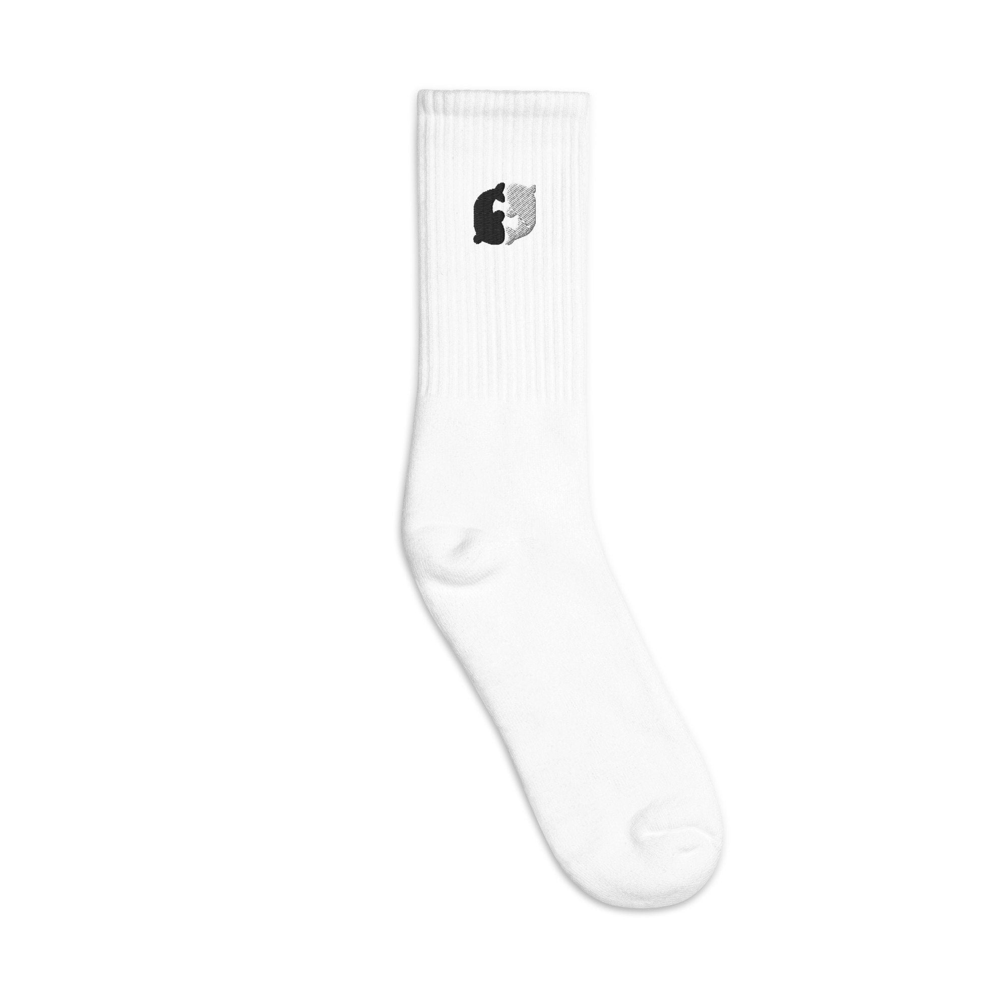 Yin Yang Fish Embroidered Socks, Premium Embroidered Socks, Long Socks Gift - Multiple Colors