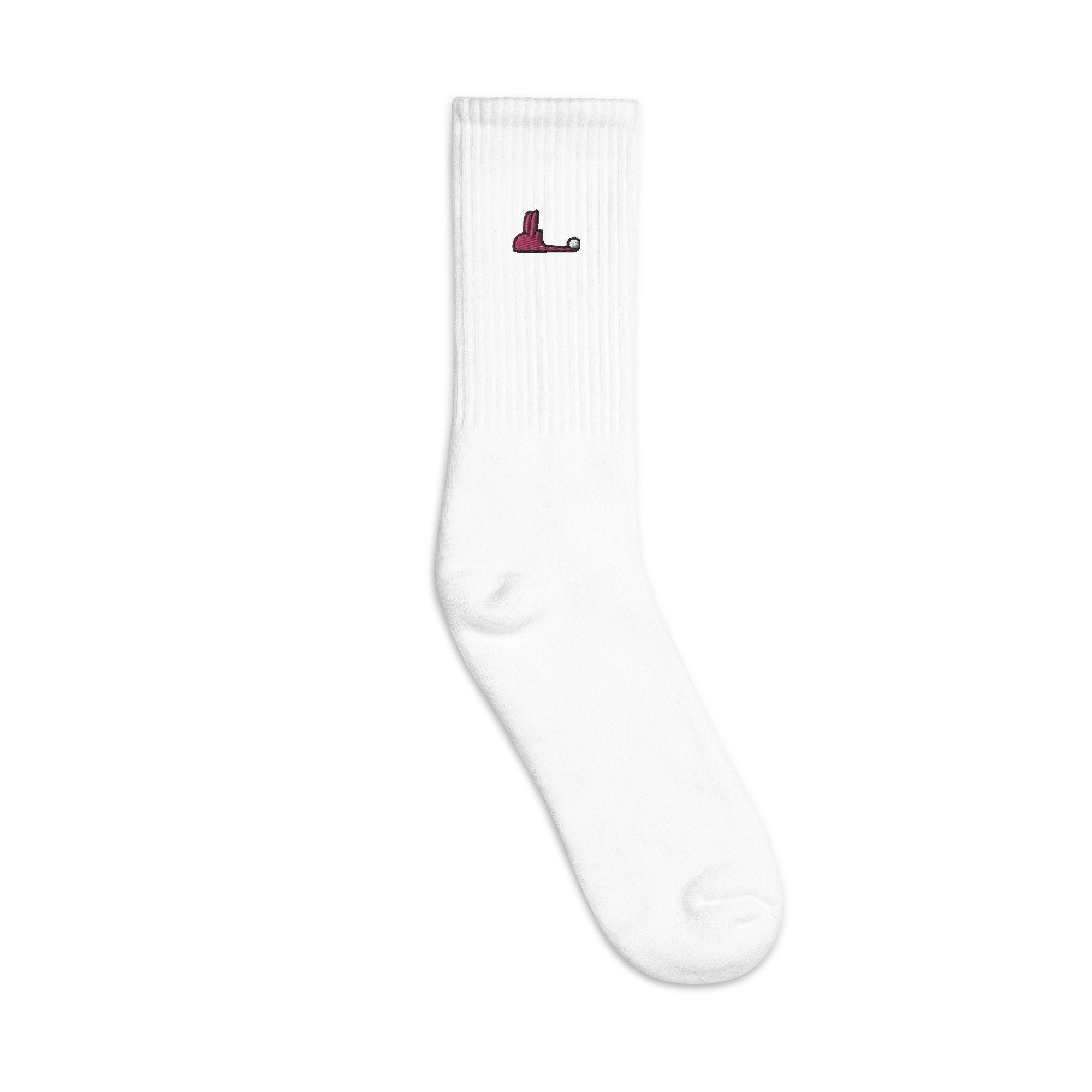 Bunny Slipper Embroidered Socks, Premium Embroidered Socks, Long Socks Gift - Multiple Colors