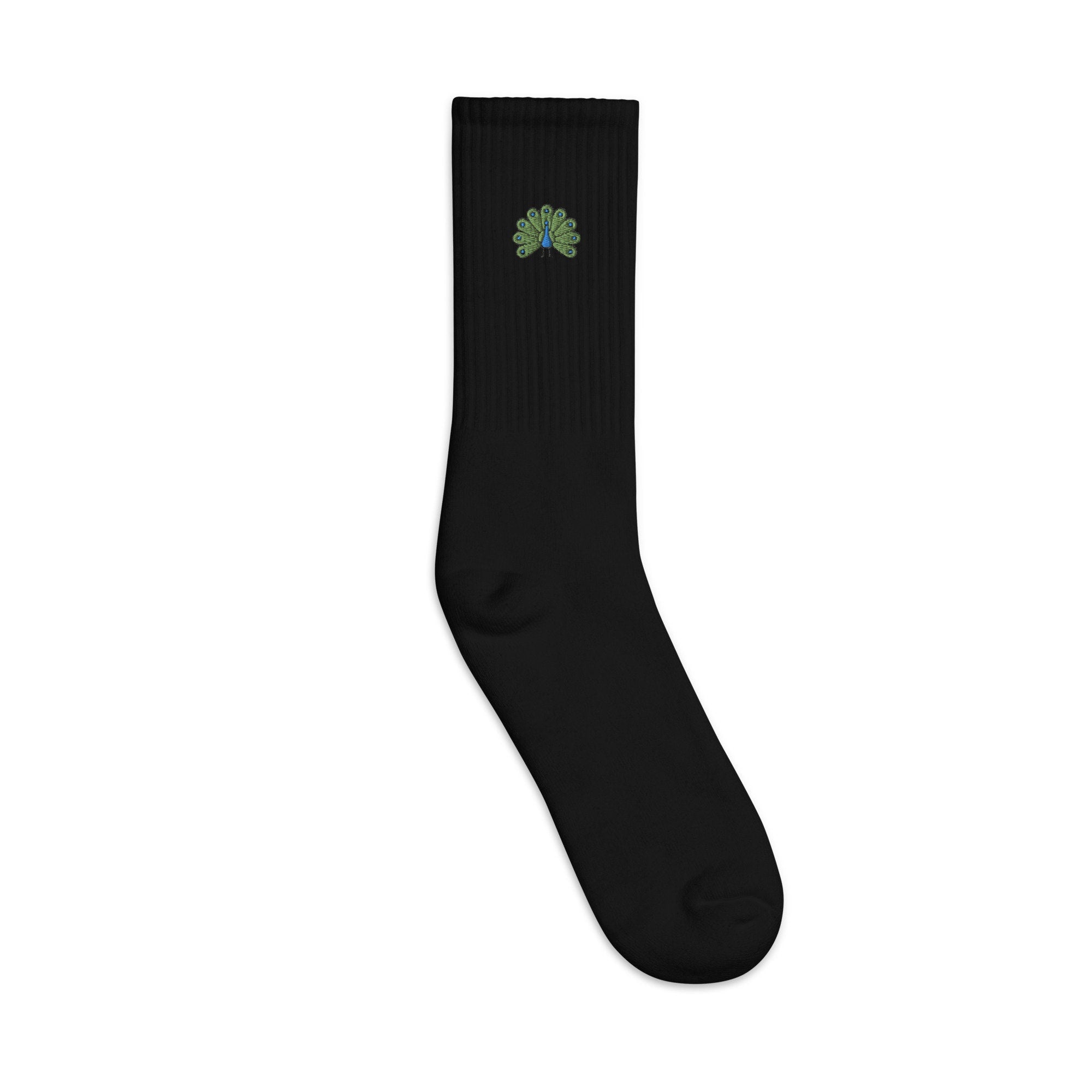 Peacock Embroidered Socks, Premium Embroidered Socks, Long Socks Gift - Multiple Colors
