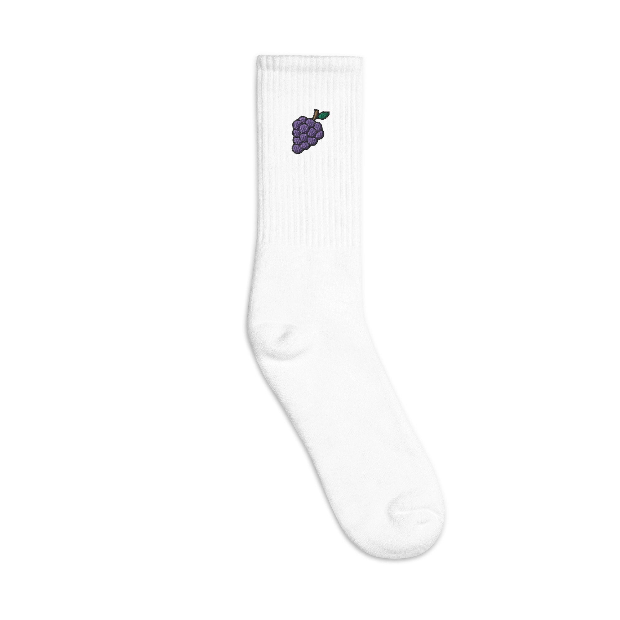 Grapes Embroidered Socks, Premium Embroidered Socks, Long Socks Gift - Multiple Colors