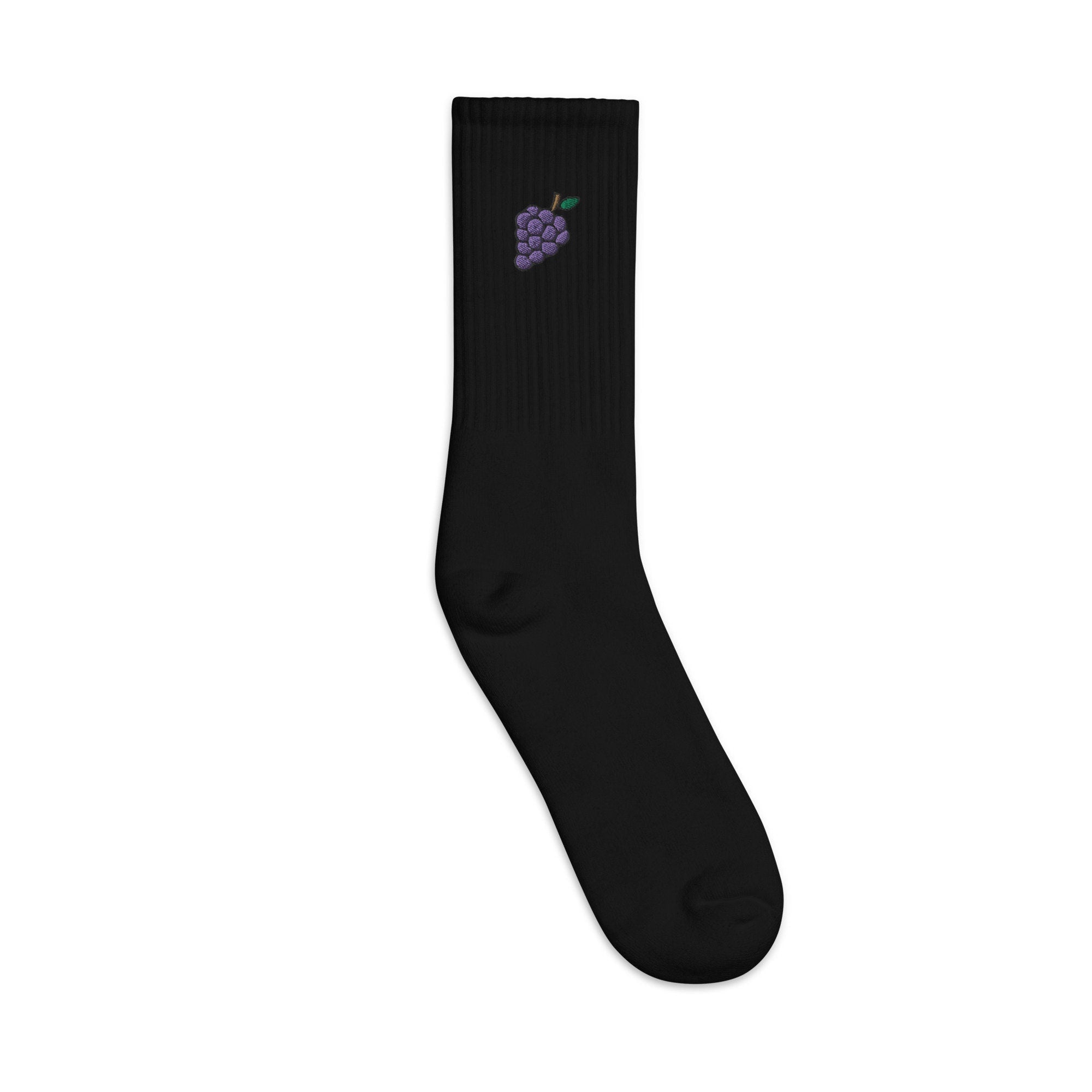 Grapes Embroidered Socks, Premium Embroidered Socks, Long Socks Gift - Multiple Colors