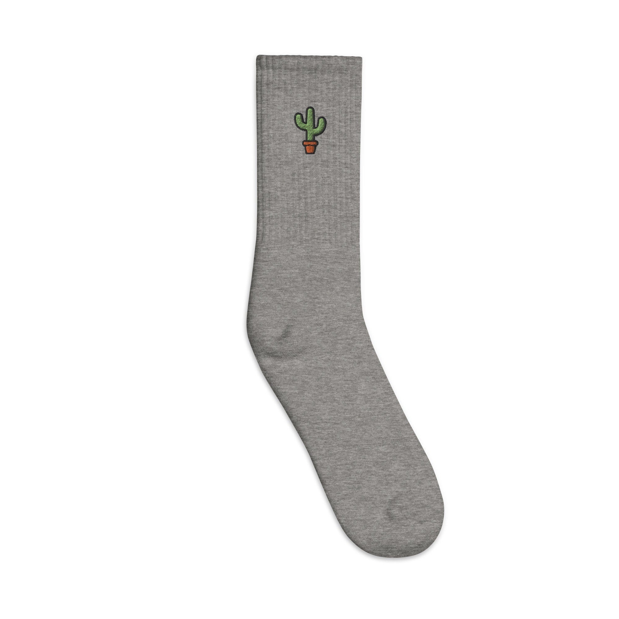 Western Cactus Embroidered Socks, Premium Embroidered Socks, Long Socks Gift - Multiple Colors