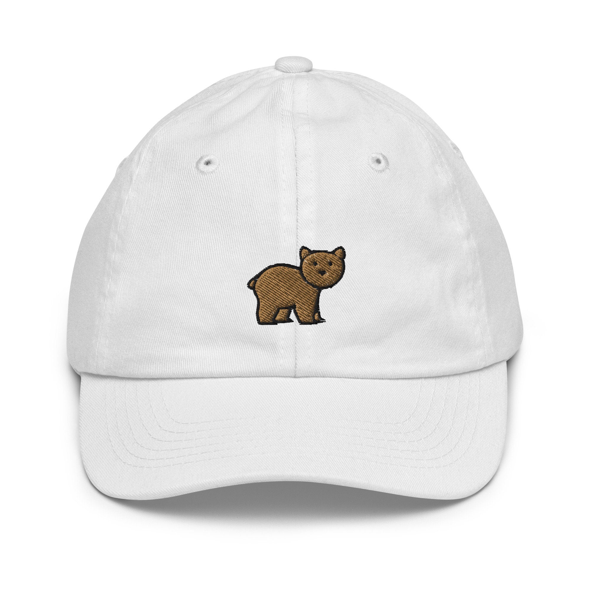 Bear Youth Baseball Cap, Handmade Kids Hat, Embroidered Childrens Hat Gift - Multiple Colors