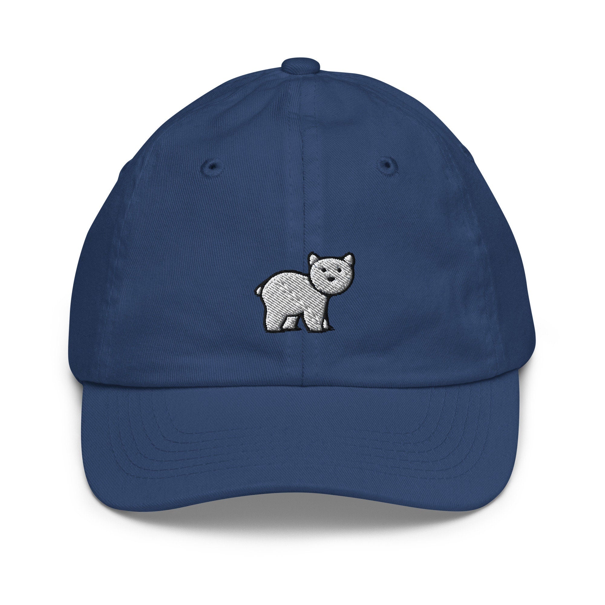 Polar Bear Youth Baseball Cap, Handmade Kids Hat, Embroidered Childrens Hat Gift - Multiple Colors