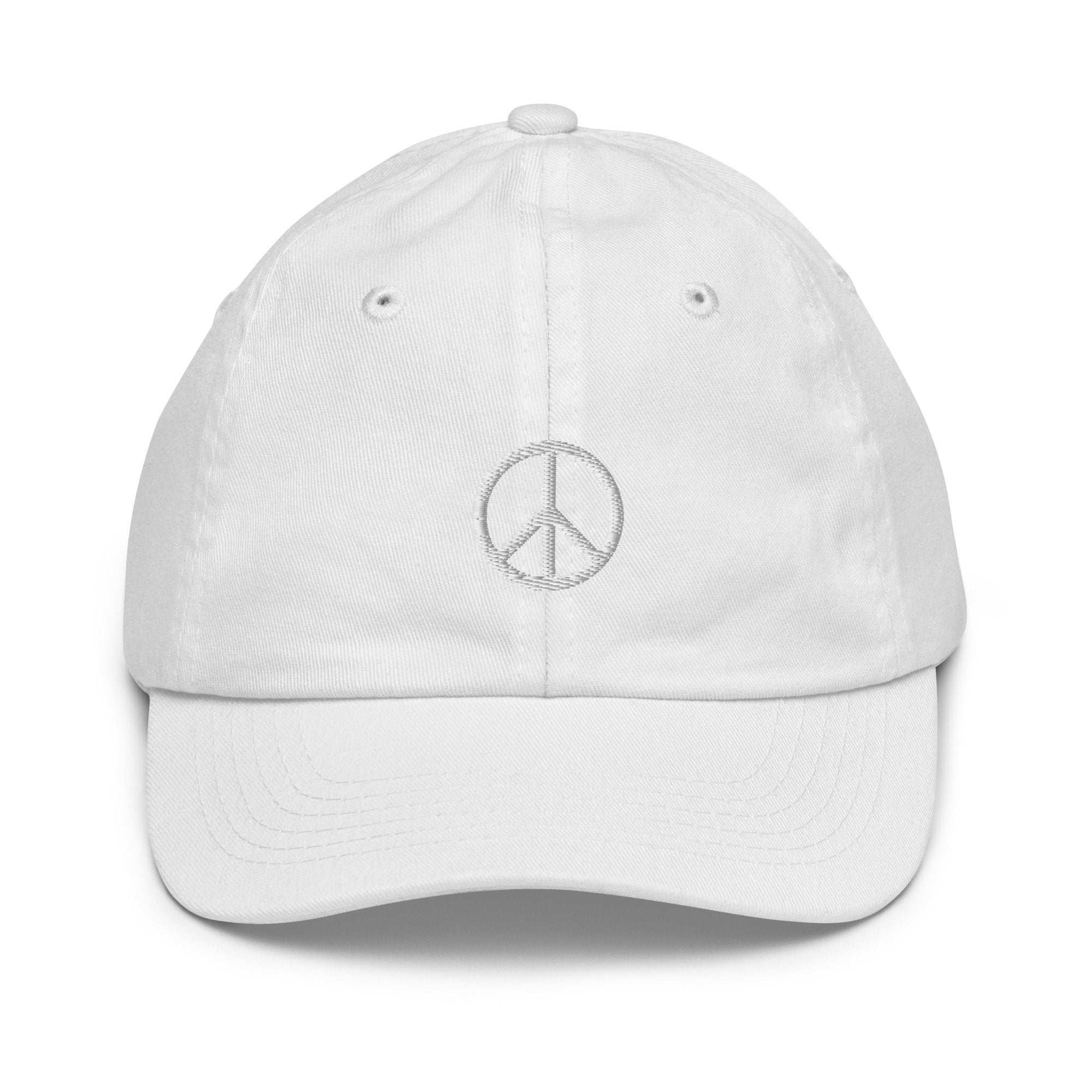 Peace Sign Youth Baseball Cap, Handmade Kids Hat, Embroidered Childrens Hat Gift - Multiple Colors