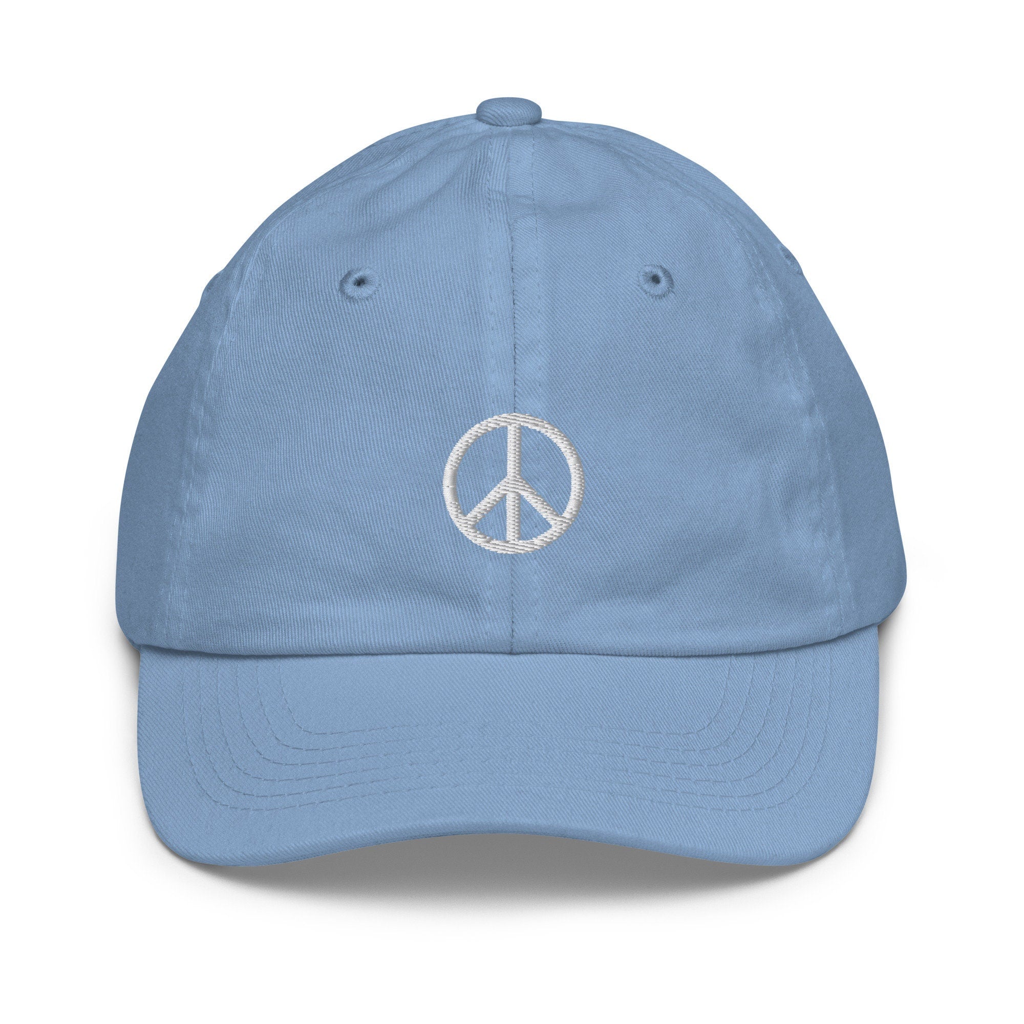 Peace Sign Youth Baseball Cap, Handmade Kids Hat, Embroidered Childrens Hat Gift - Multiple Colors