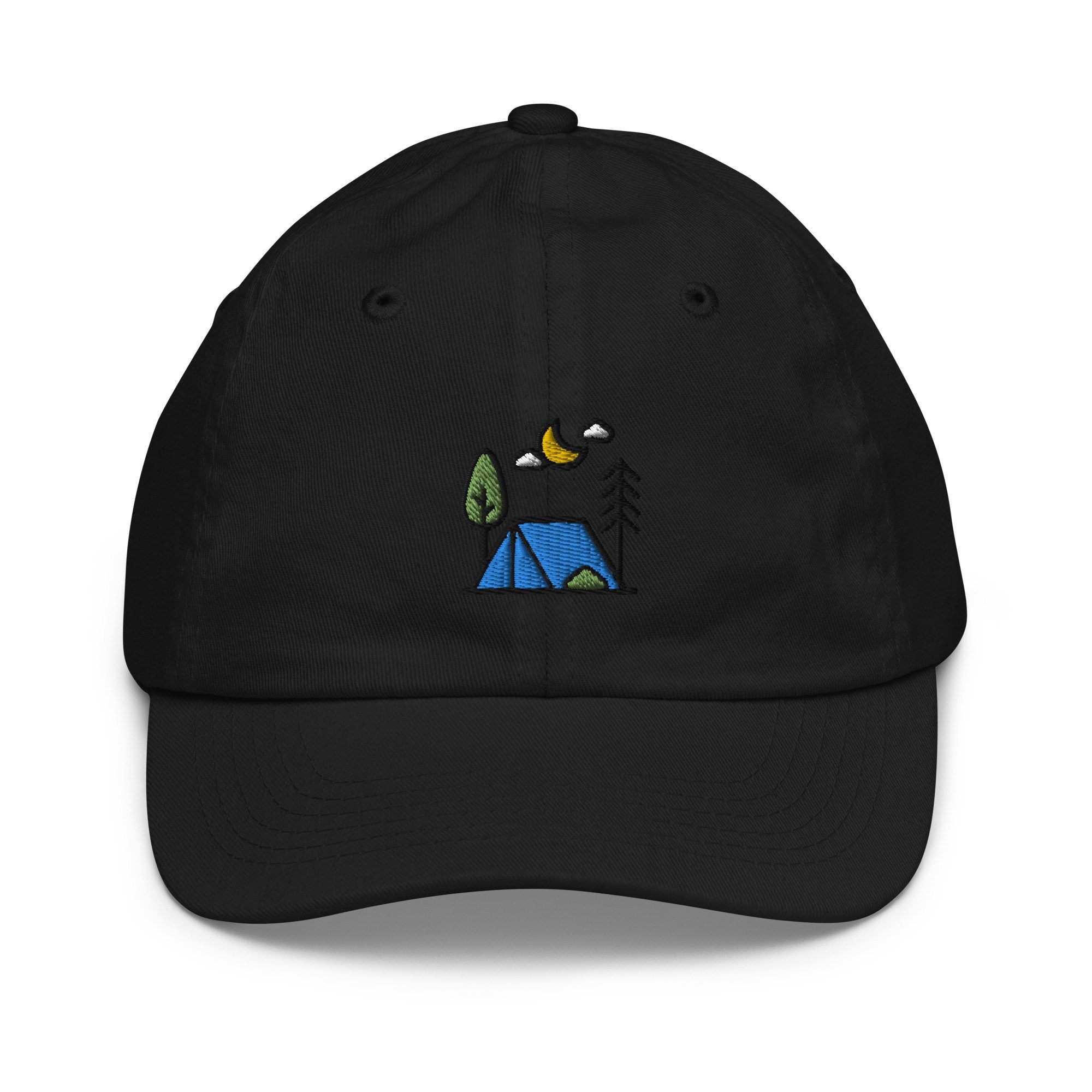 Camping Youth Baseball Cap, Handmade Kids Hat, Embroidered Childrens Hat Gift - Multiple Colors