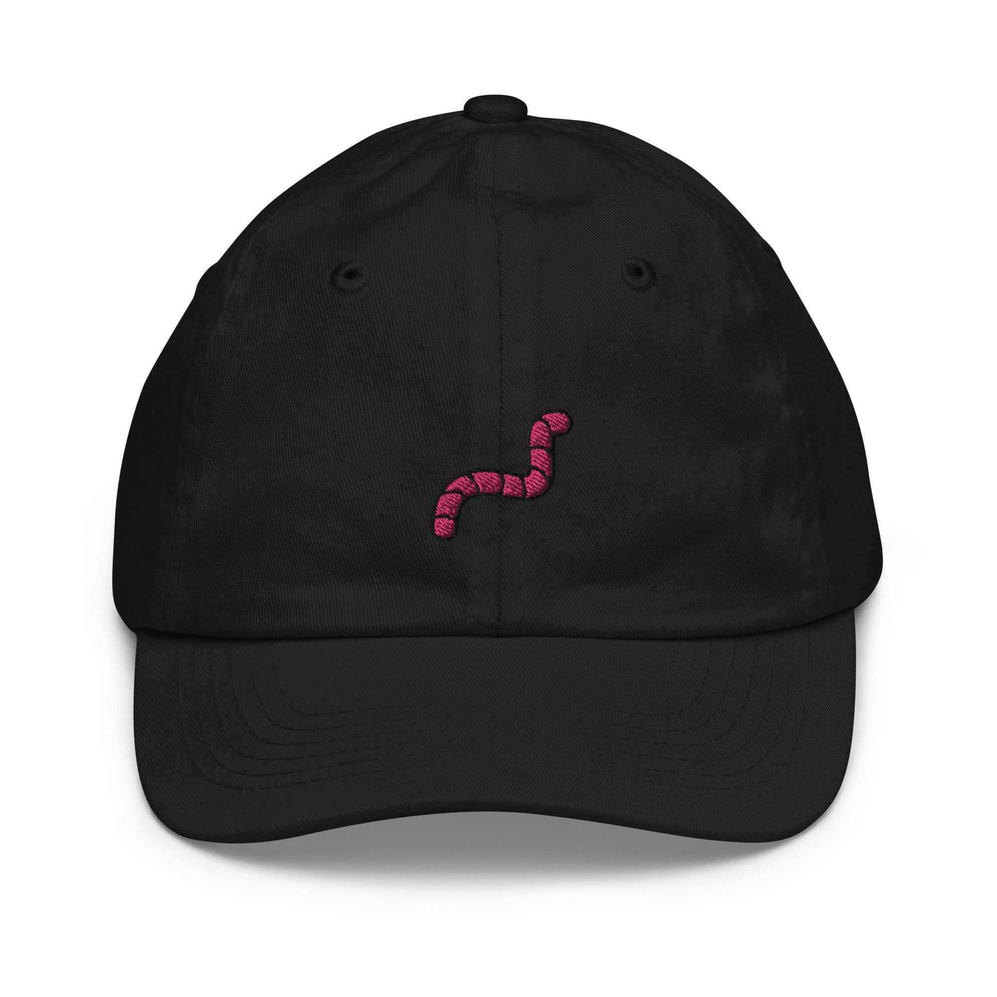 Worm Youth Baseball Cap, Handmade Kids Hat, Embroidered Childrens Hat Gift - Multiple Colors
