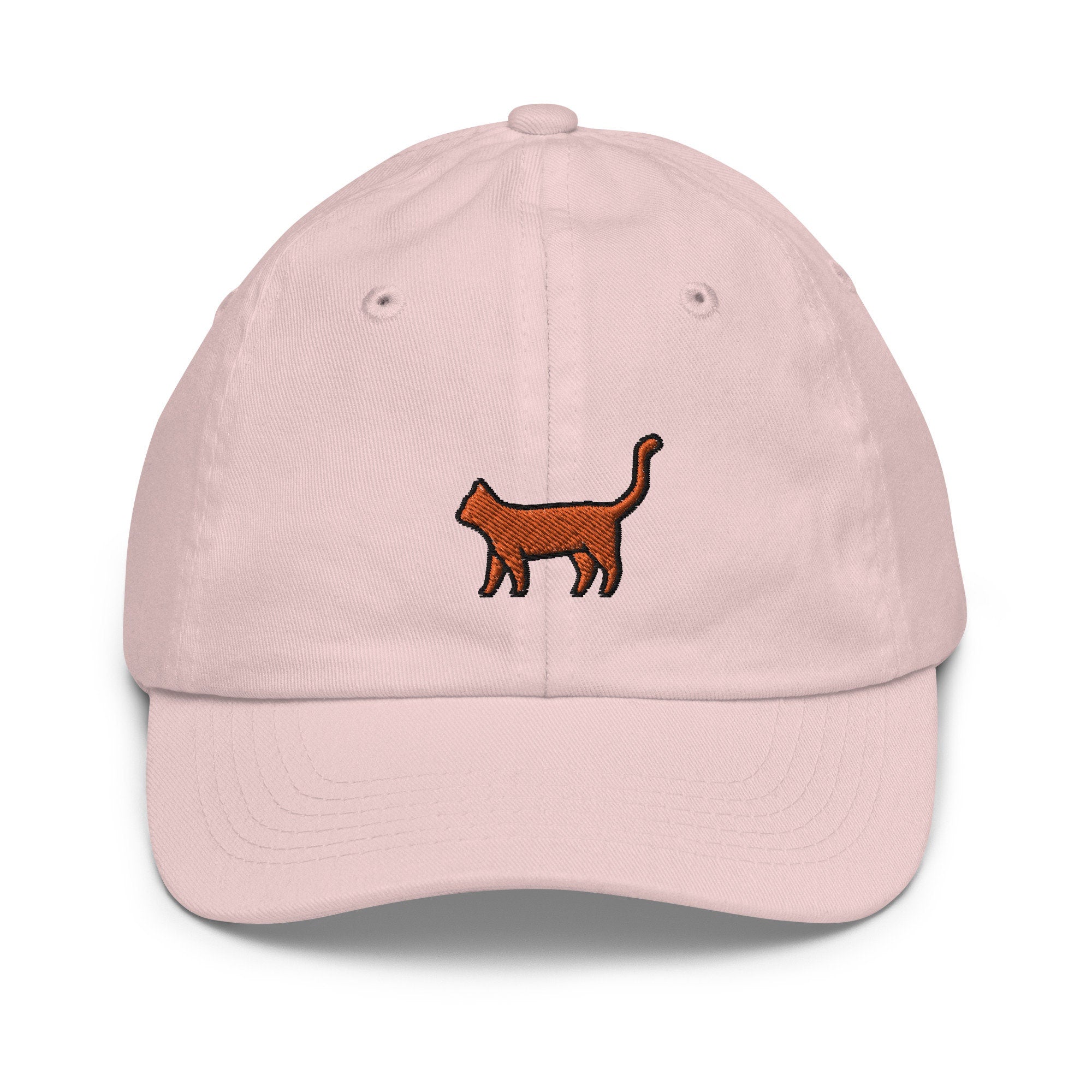 Orange Cat Youth Baseball Cap, Handmade Kids Hat, Embroidered Childrens Hat Gift - Multiple Colors