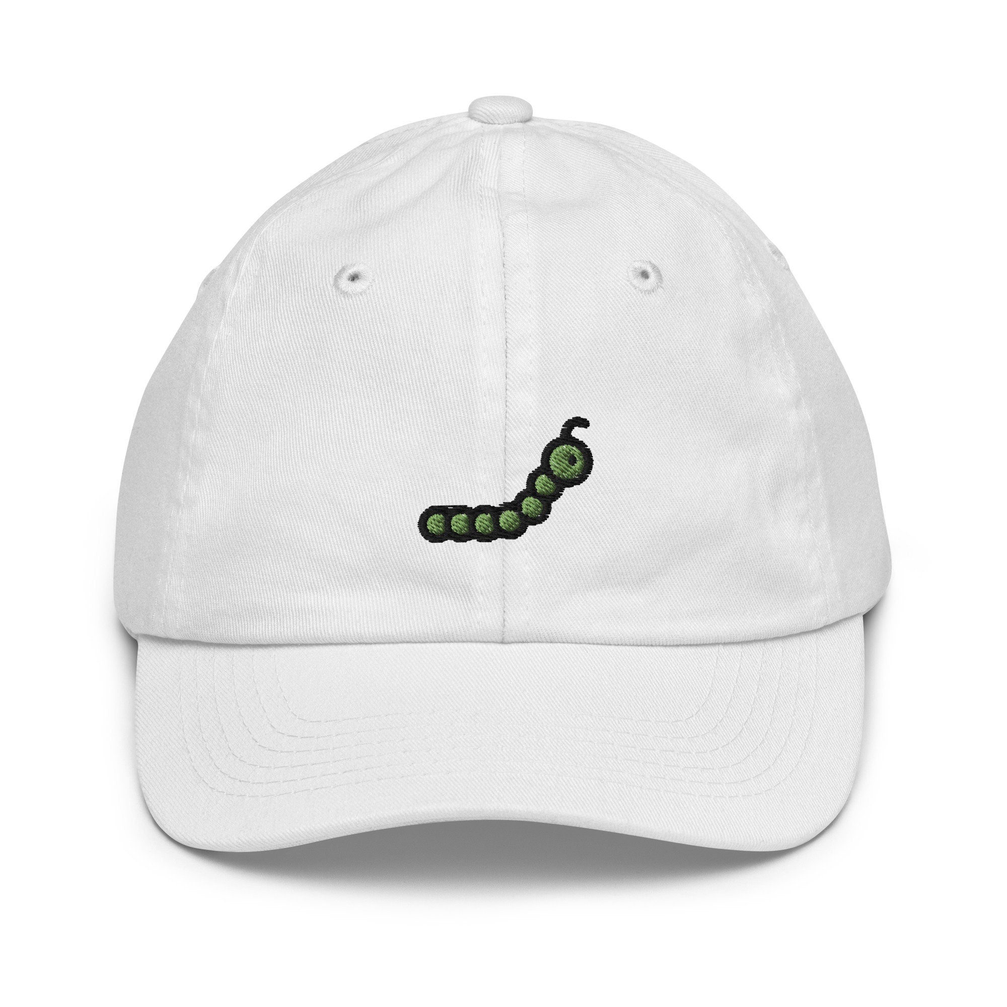 Caterpillar Youth Baseball Cap, Handmade Kids Hat, Embroidered Childrens Hat Gift - Multiple Colors