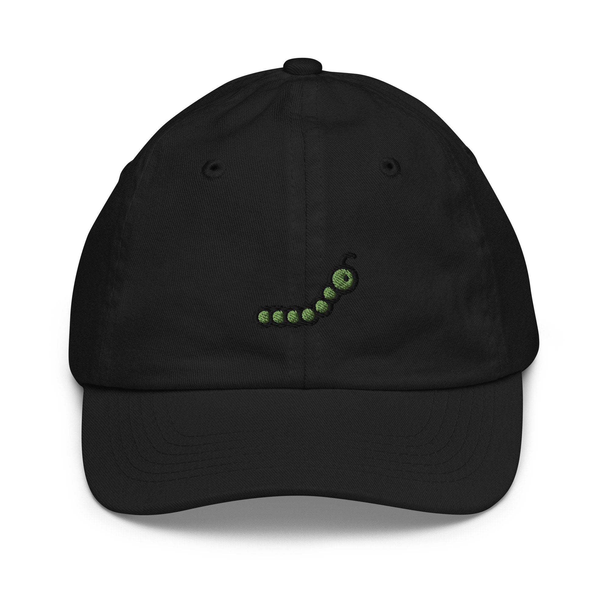 Caterpillar Youth Baseball Cap, Handmade Kids Hat, Embroidered Childrens Hat Gift - Multiple Colors