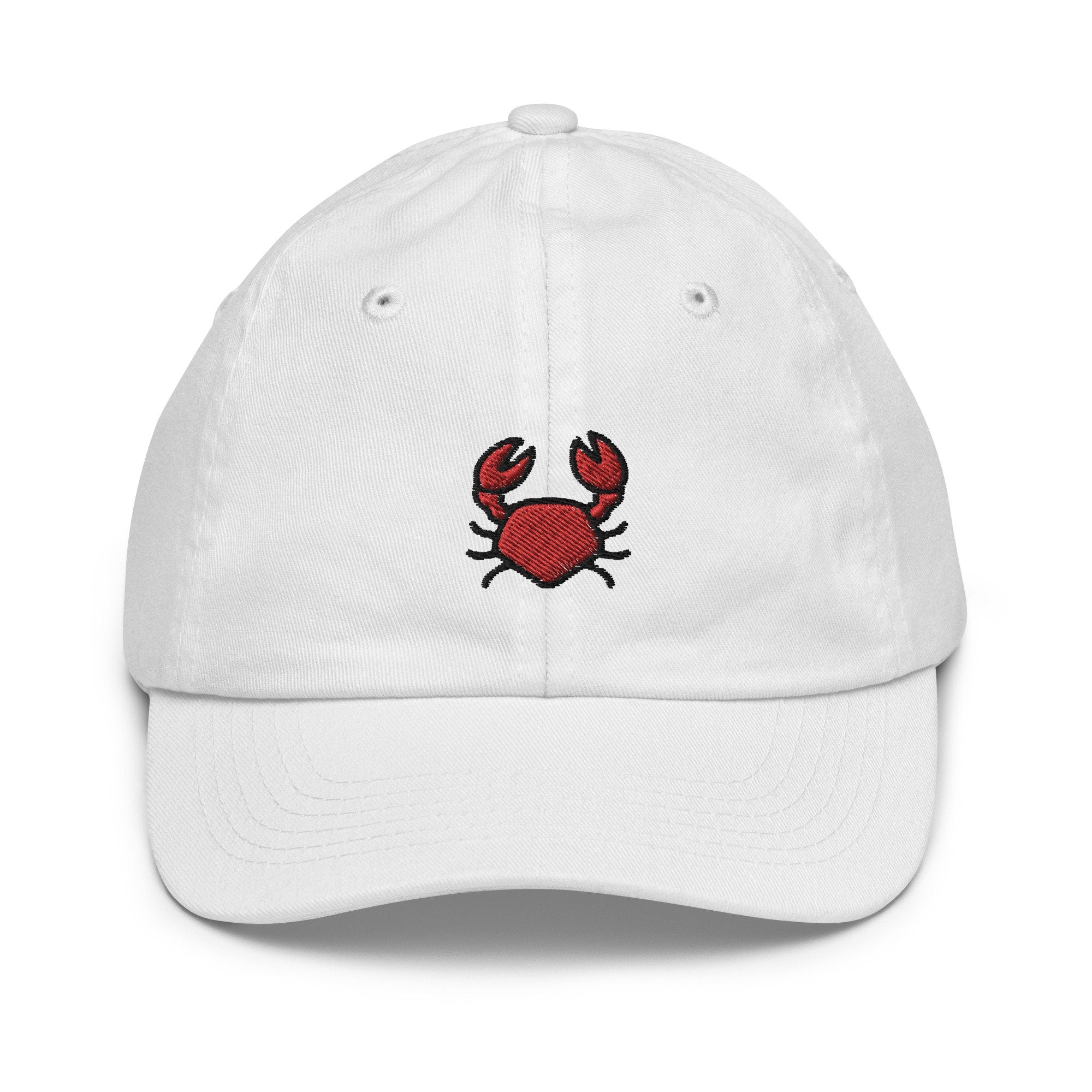 Crab Youth Baseball Cap, Handmade Kids Hat, Embroidered Childrens Hat Gift - Multiple Colors