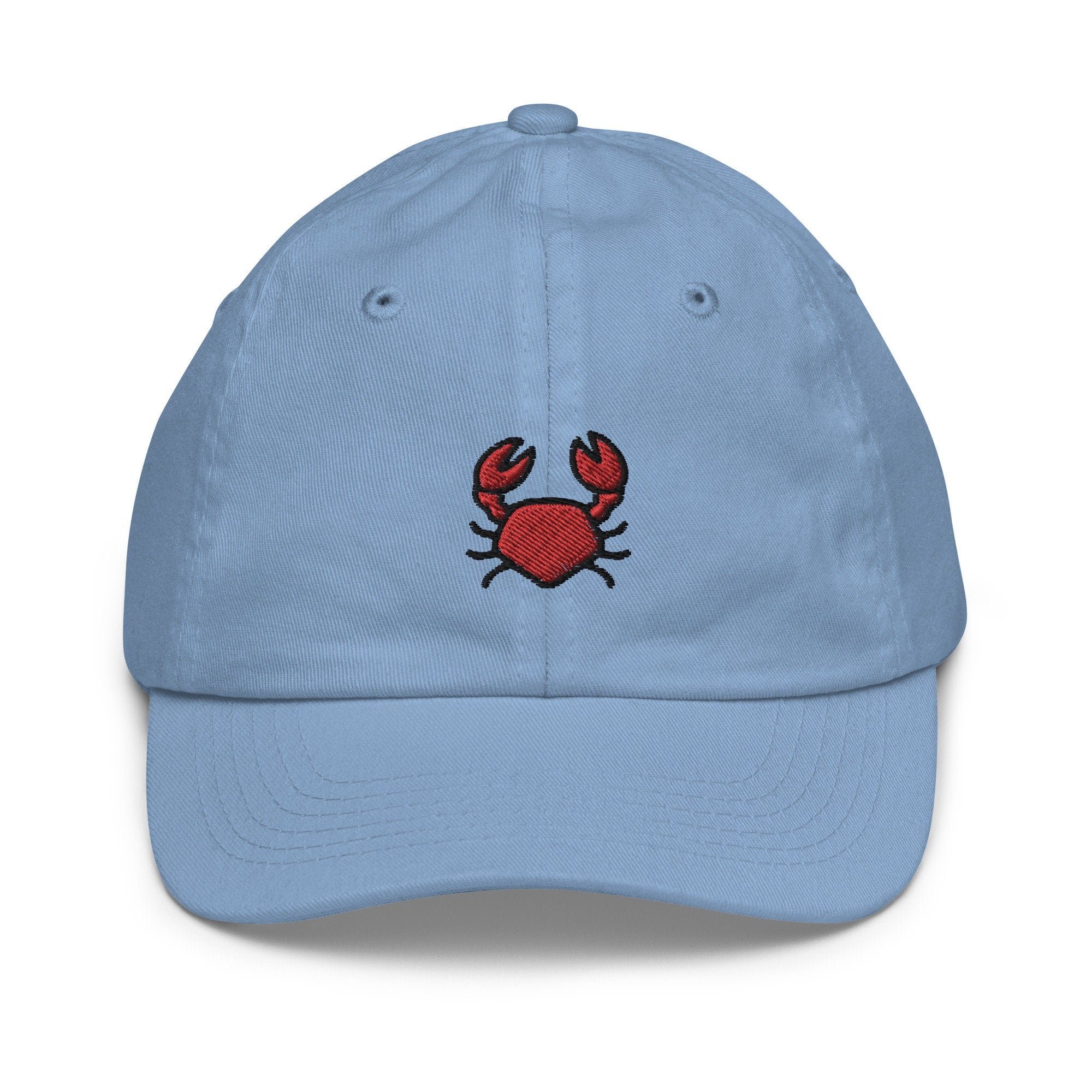 Crab Youth Baseball Cap, Handmade Kids Hat, Embroidered Childrens Hat Gift - Multiple Colors