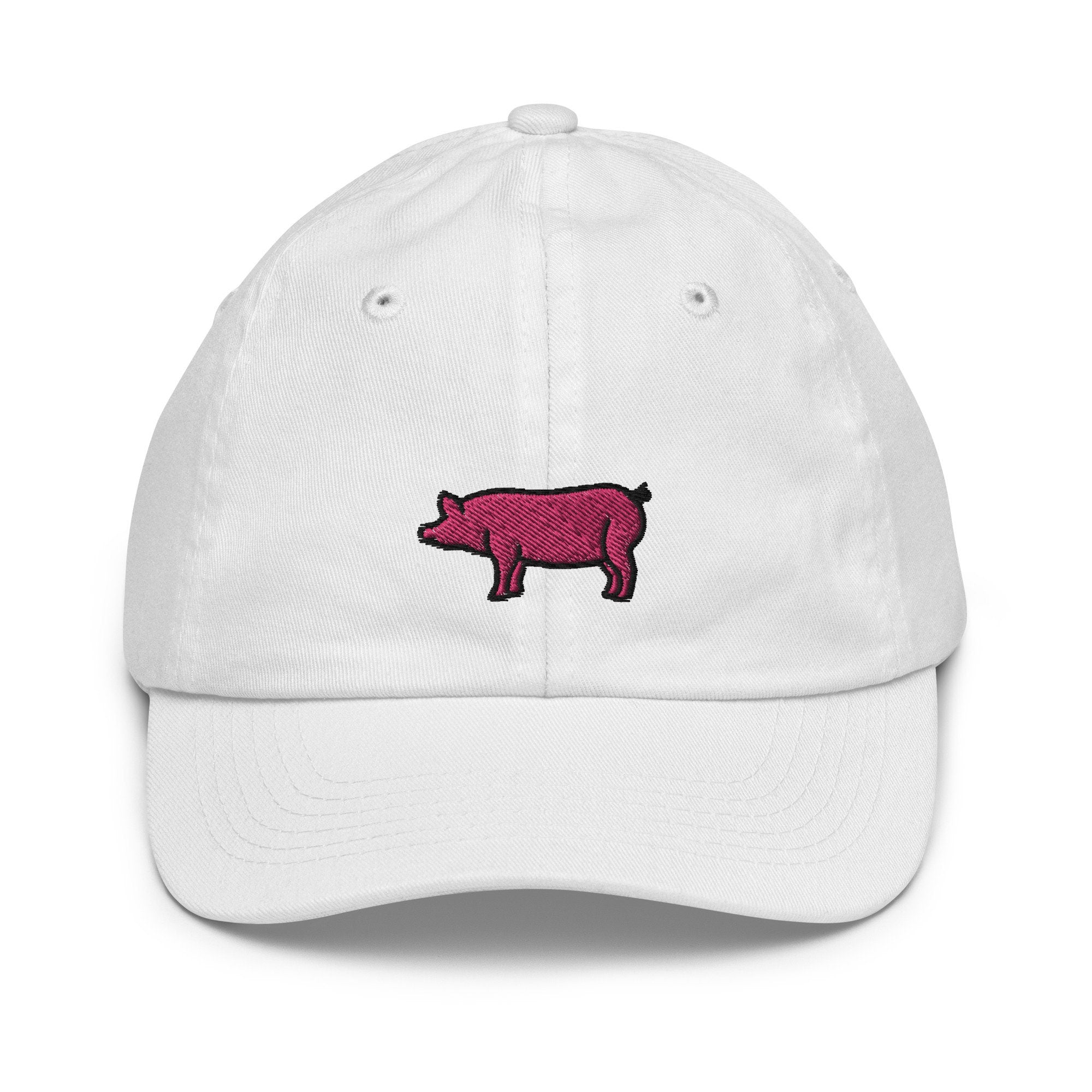 Pig Youth Baseball Cap, Handmade Kids Hat, Embroidered Childrens Hat Gift - Multiple Colors