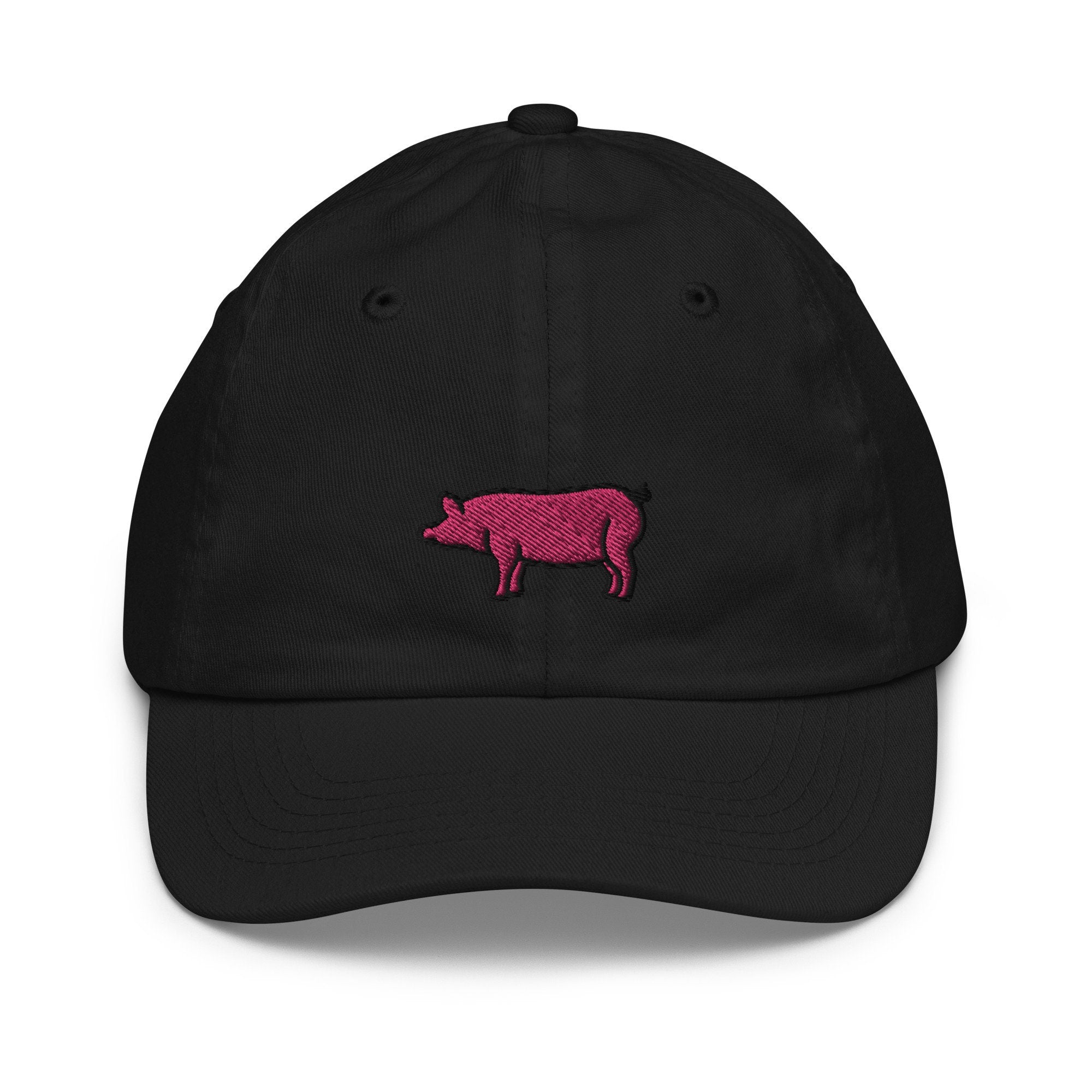 Pig Youth Baseball Cap, Handmade Kids Hat, Embroidered Childrens Hat Gift - Multiple Colors