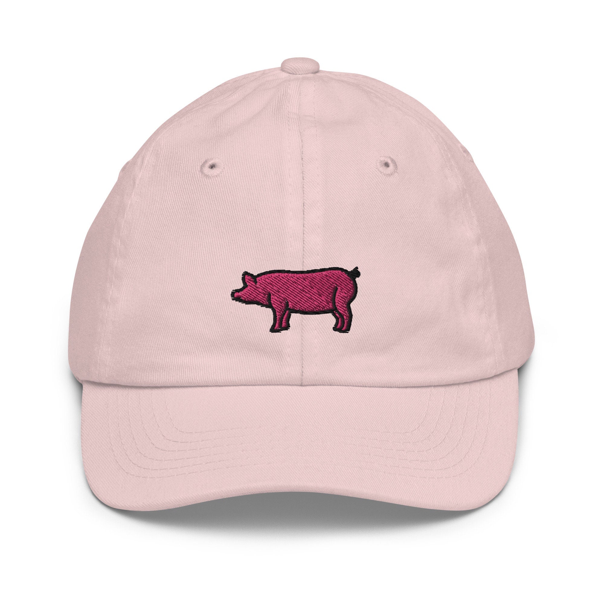 Pig Youth Baseball Cap, Handmade Kids Hat, Embroidered Childrens Hat Gift - Multiple Colors