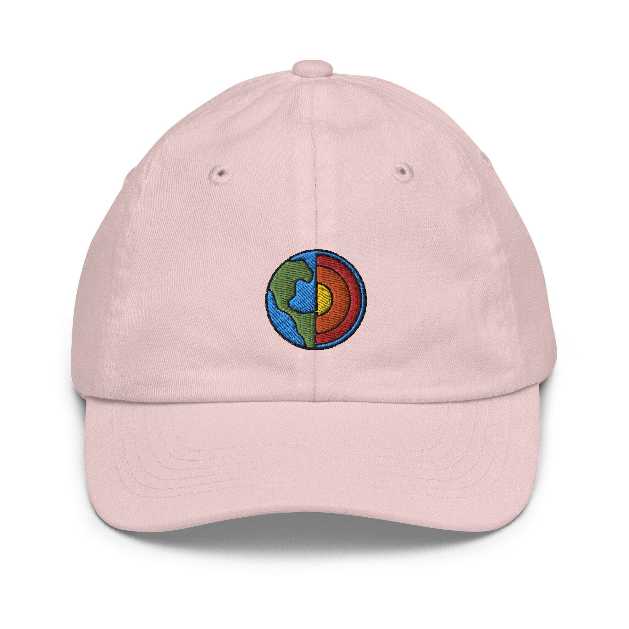 Earth Core Youth Baseball Cap, Handmade Kids Hat, Embroidered Childrens Hat Gift - Multiple Colors