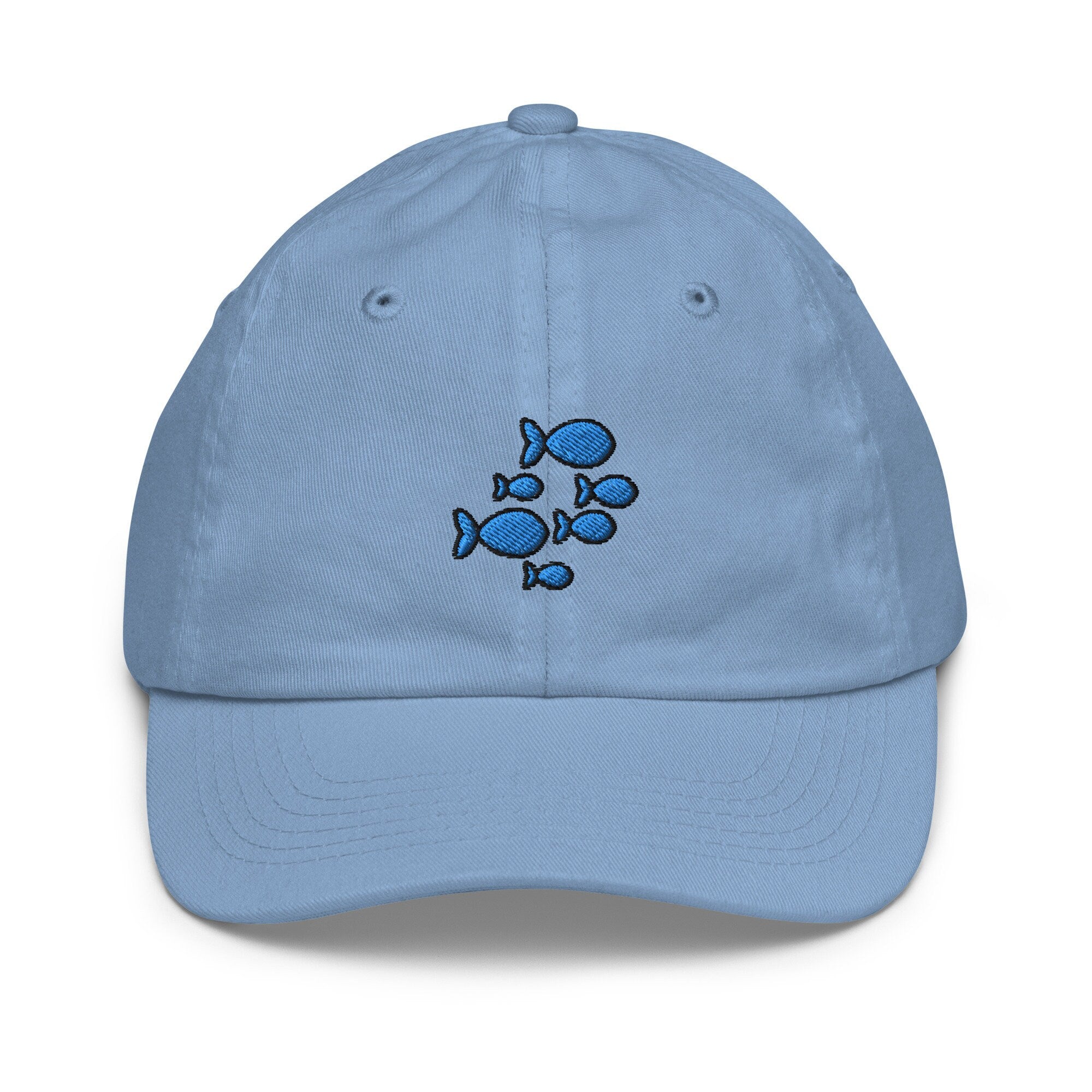School of Fish Youth Baseball Cap, Handmade Kids Hat, Embroidered Childrens Hat Gift - Multiple Colors
