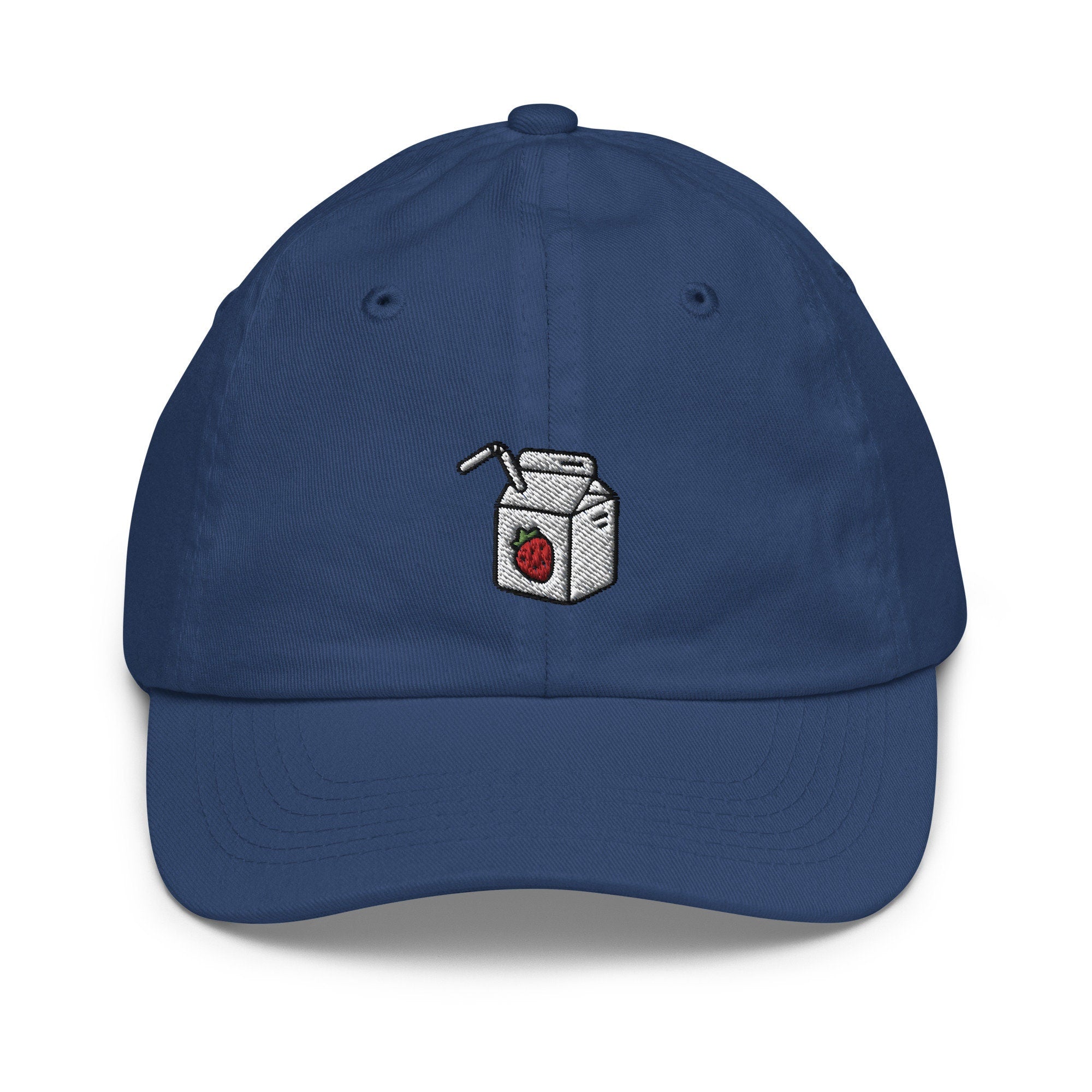 Strawberry Milk Youth Baseball Cap, Handmade Kids Hat, Embroidered Childrens Hat Gift - Multiple Colors