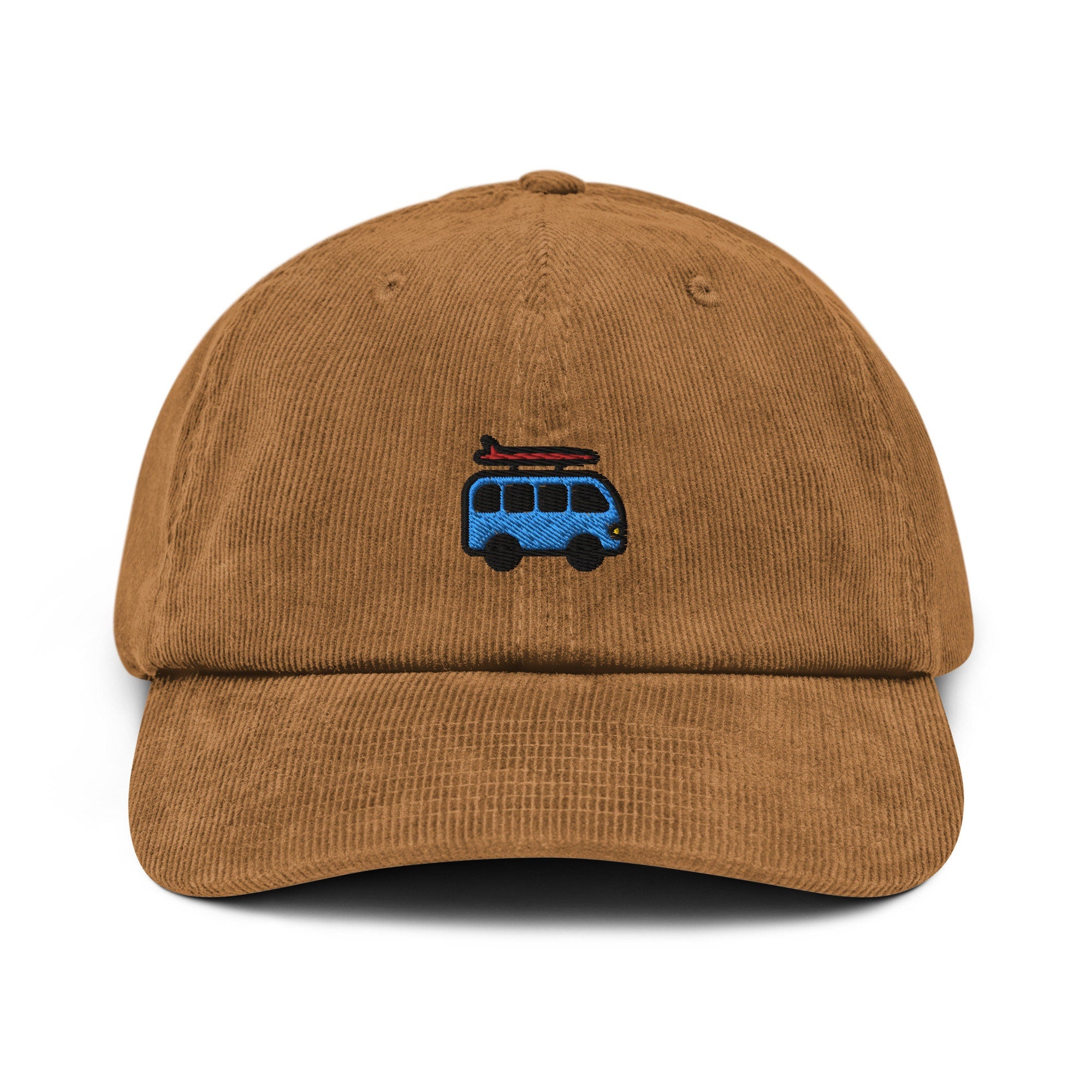 Hippy Van Corduroy Hat, Handmade Embroidered Corduroy Dad Cap - Multiple Colors