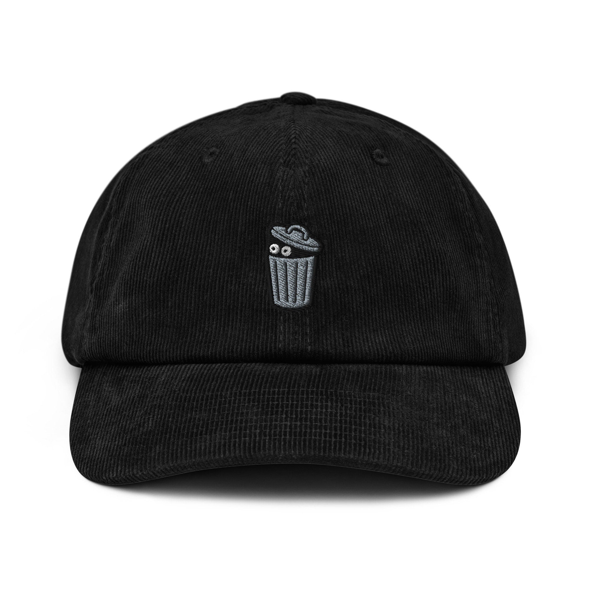 Trash Can Monster Corduroy Hat, Handmade Embroidered Corduroy Dad Cap - Multiple Colors