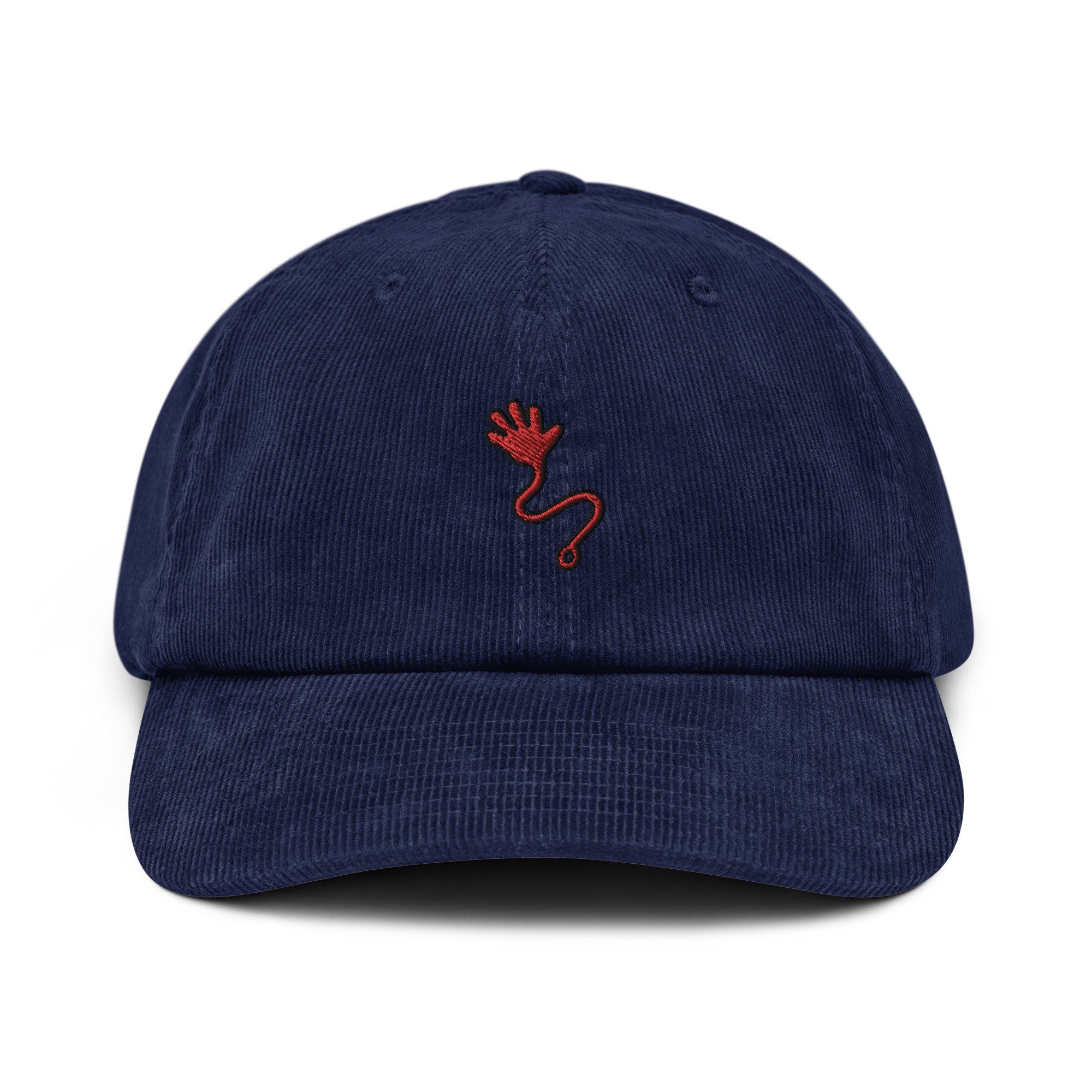 Sticky Hand Corduroy Hat, Handmade Embroidered Corduroy Dad Cap - Multiple Colors