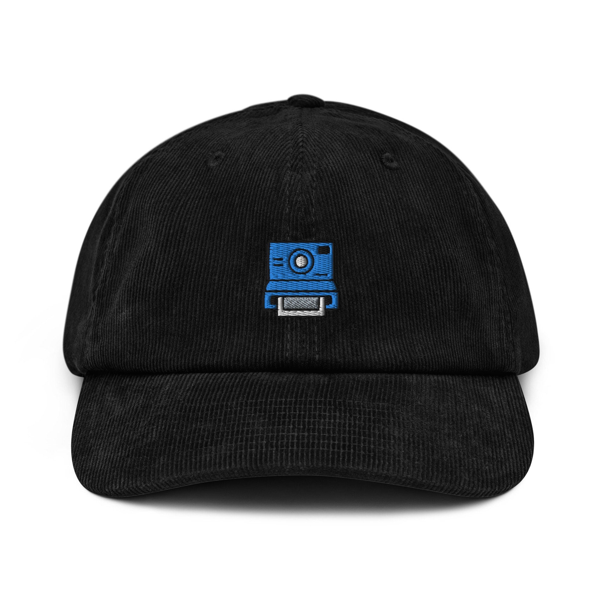Camera Corduroy Hat, Handmade Embroidered Corduroy Dad Cap - Multiple Colors