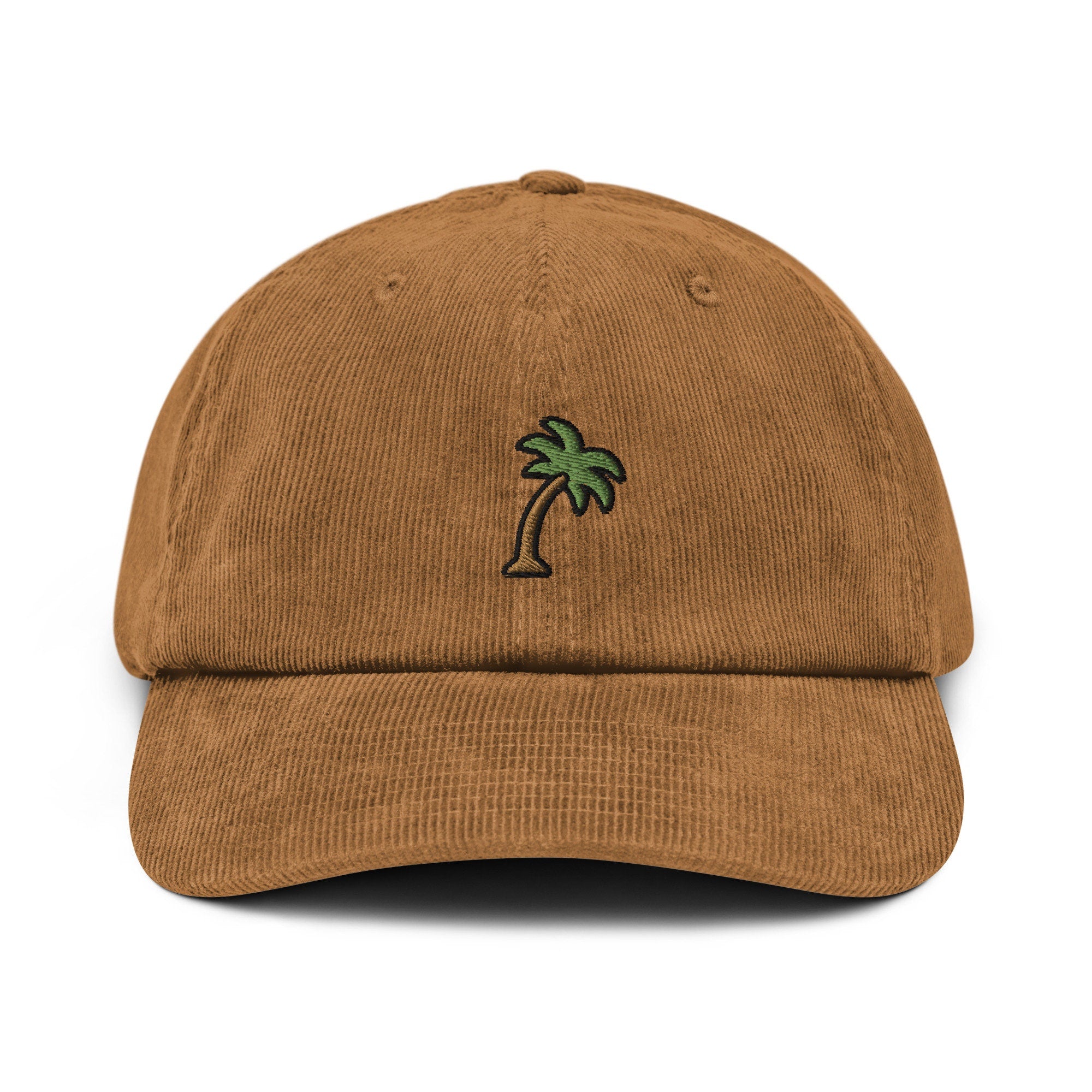 Palm Tree Corduroy Hat, Handmade Embroidered Corduroy Dad Cap - Multiple Colors